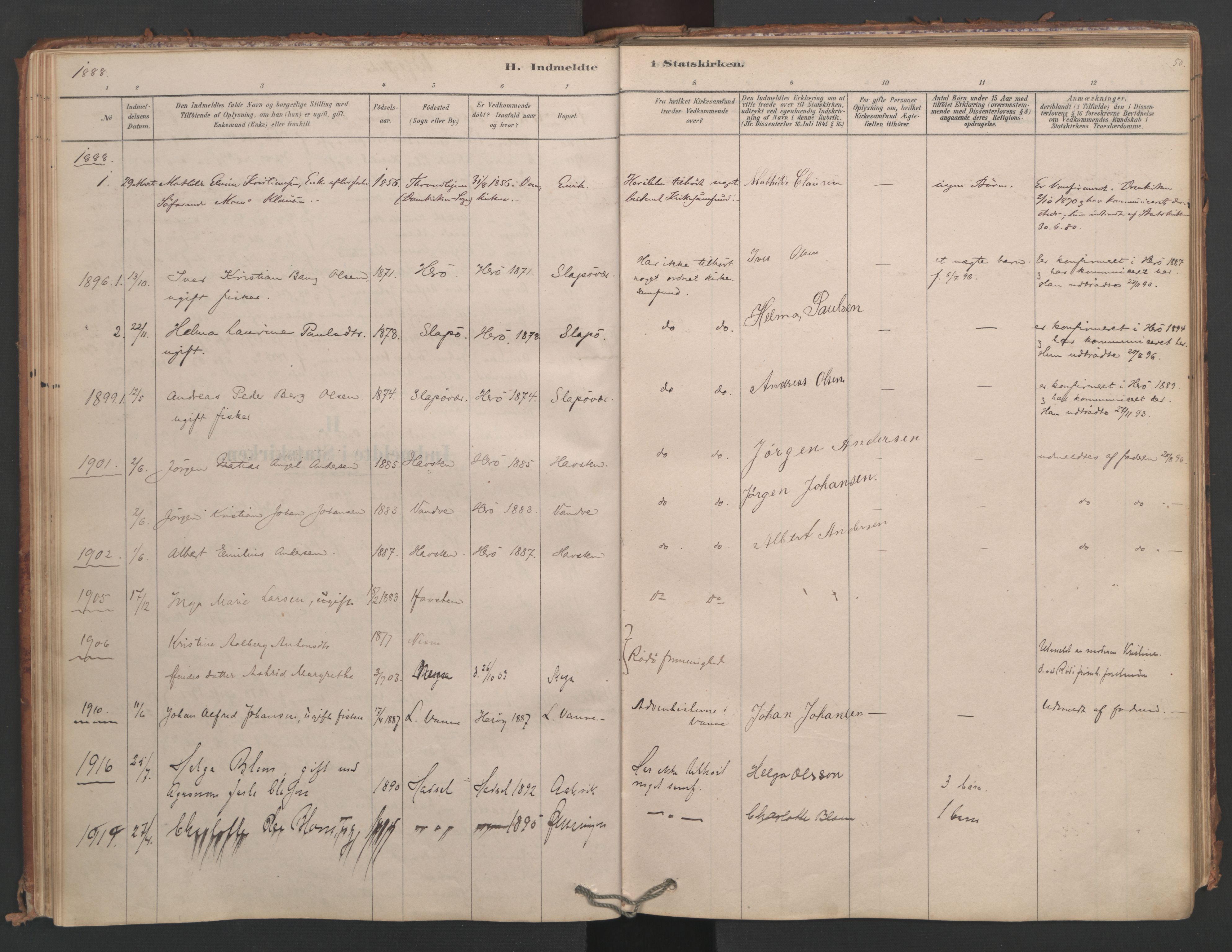Ministerialprotokoller, klokkerbøker og fødselsregistre - Nordland, SAT/A-1459/834/L0509: Parish register (official) no. 834A07, 1878-1937, p. 50