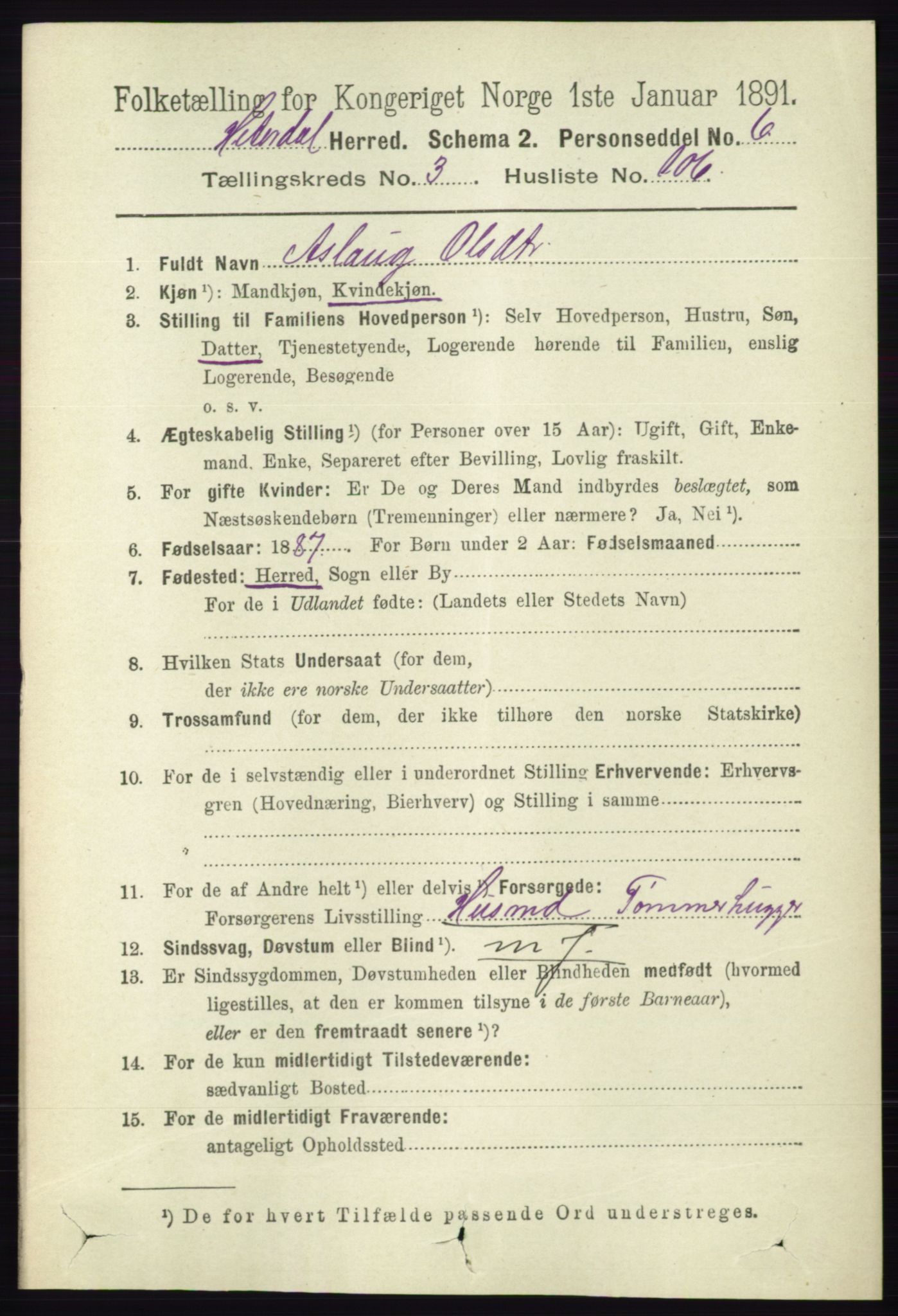 RA, 1891 census for 0823 Heddal, 1891, p. 1626