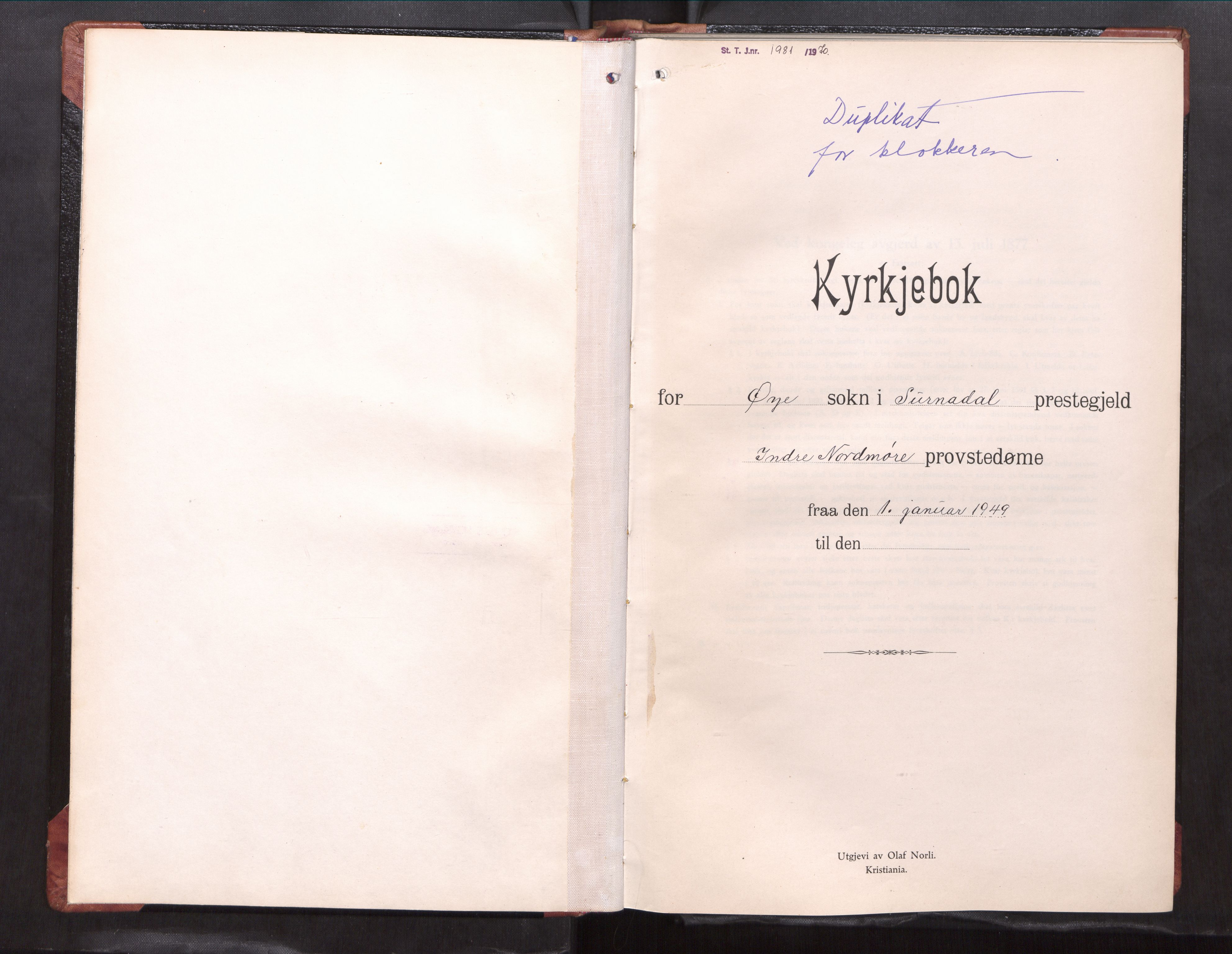 Ministerialprotokoller, klokkerbøker og fødselsregistre - Møre og Romsdal, AV/SAT-A-1454/595/L1055: Parish register (copy) no. 595---, 1949-1965