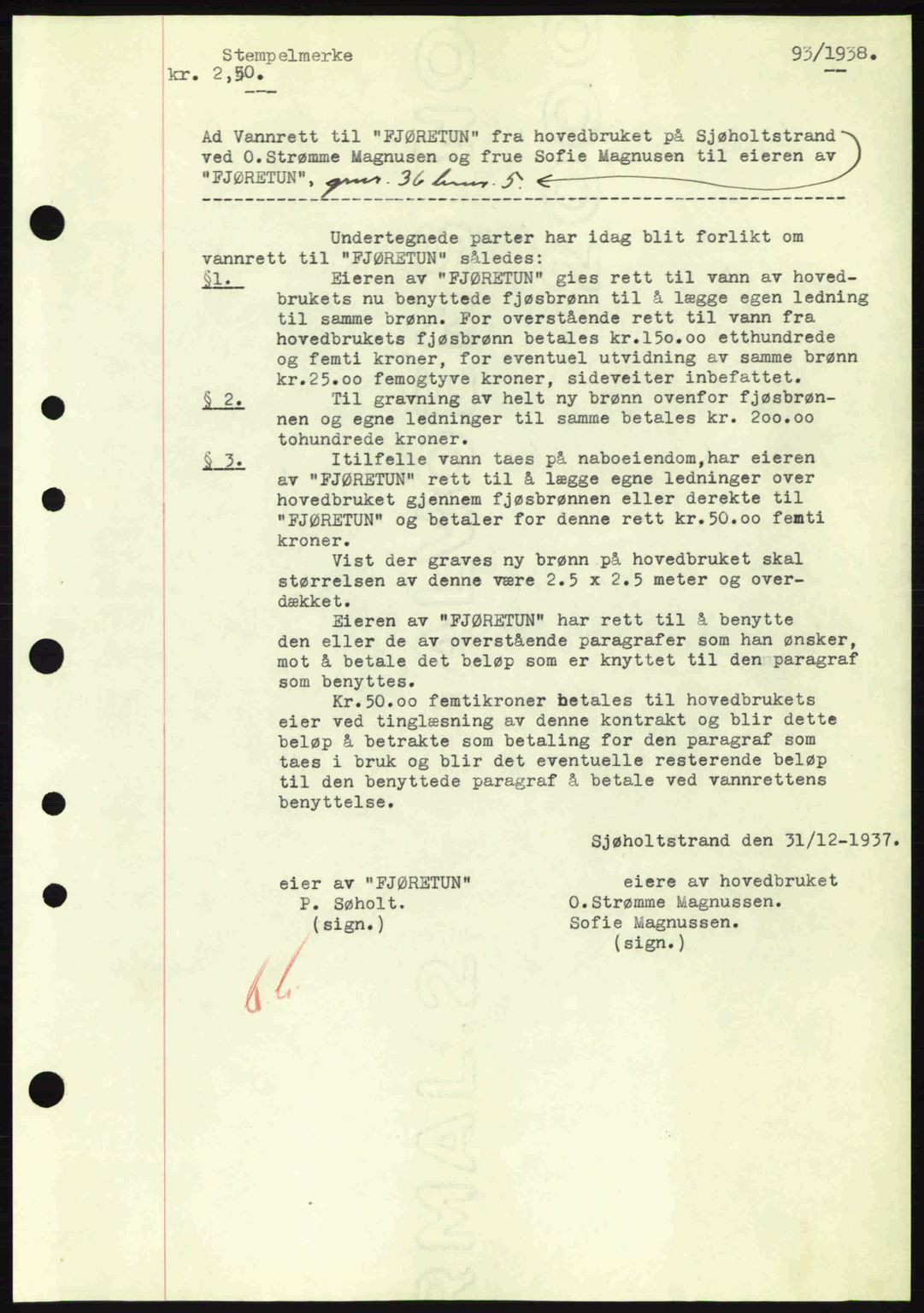 Nordre Sunnmøre sorenskriveri, AV/SAT-A-0006/1/2/2C/2Ca: Mortgage book no. A4, 1937-1938, Diary no: : 93/1938