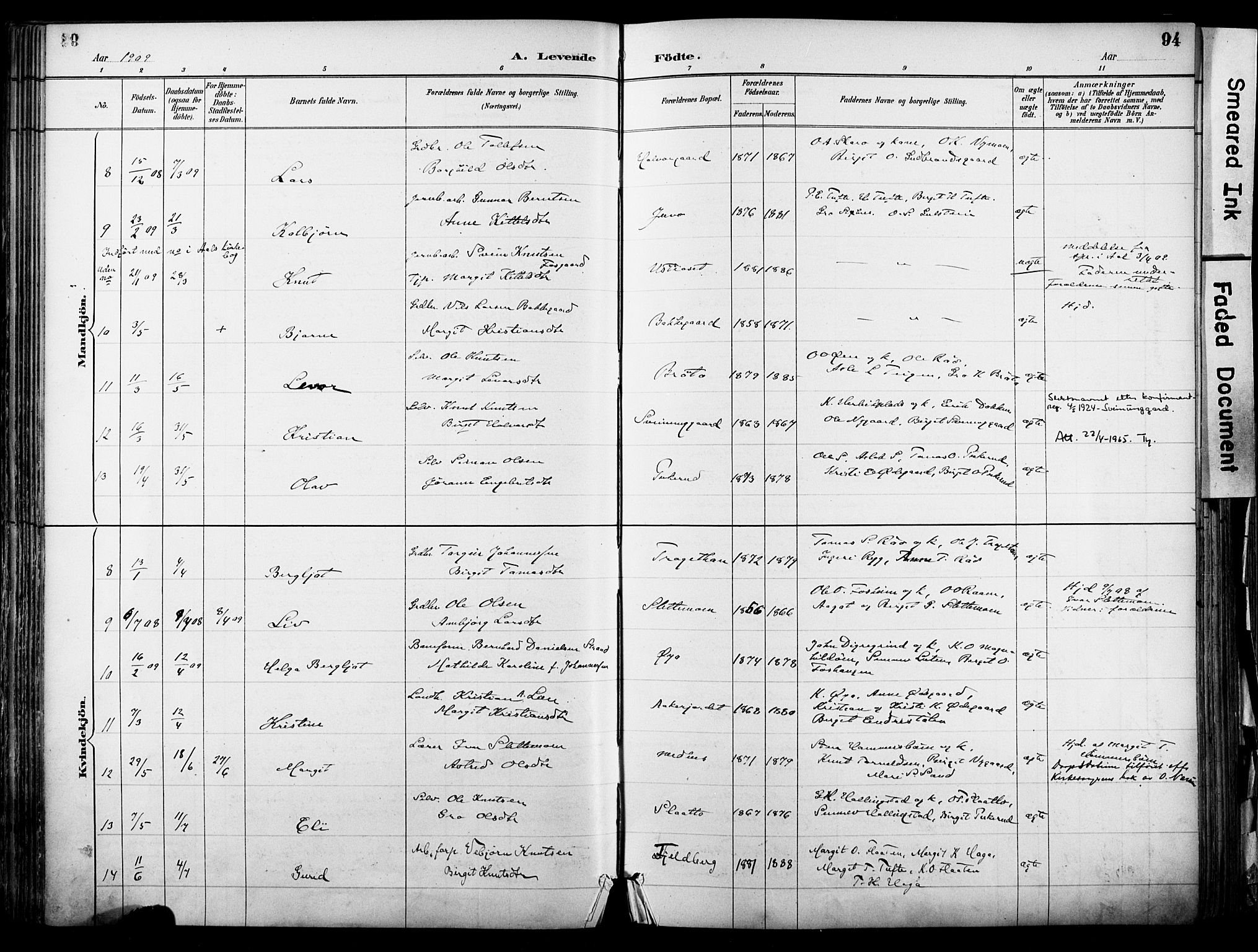 Hol kirkebøker, AV/SAKO-A-227/F/Fa/L0003: Parish register (official) no. I 3, 1887-1918, p. 94