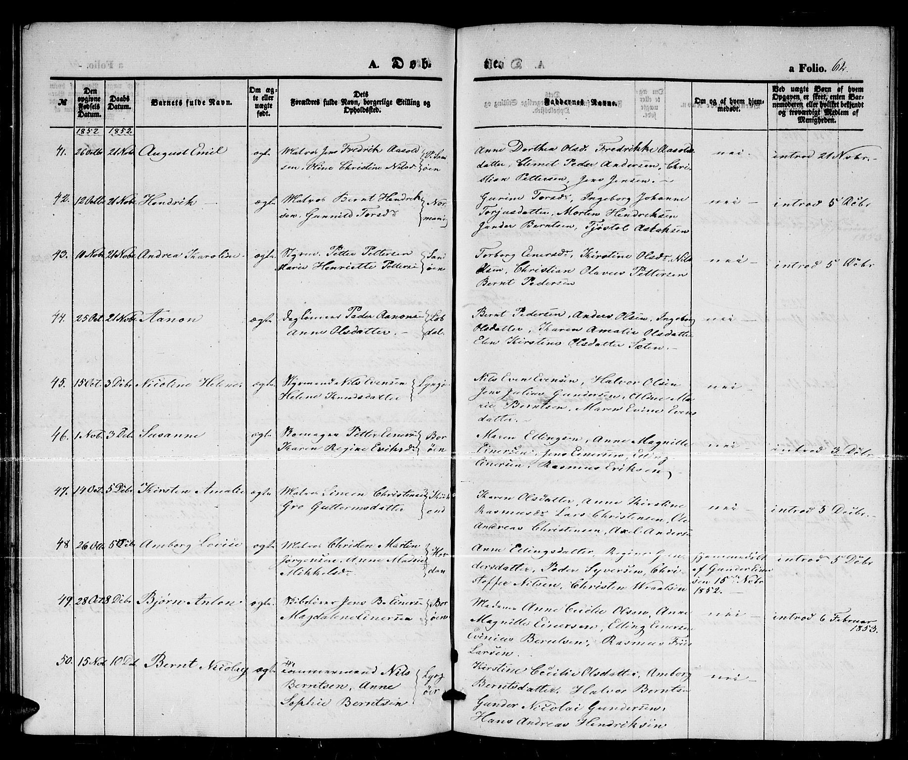 Dypvåg sokneprestkontor, AV/SAK-1111-0007/F/Fb/Fba/L0010: Parish register (copy) no. B 10, 1842-1857, p. 62