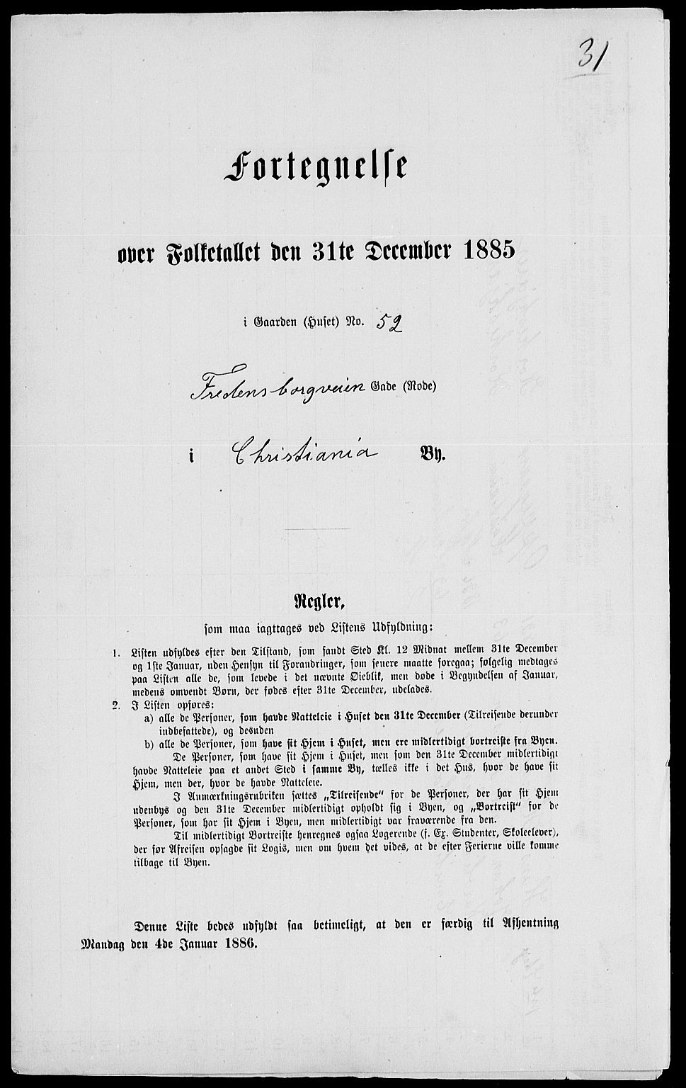 RA, 1885 census for 0301 Kristiania, 1885, p. 4664