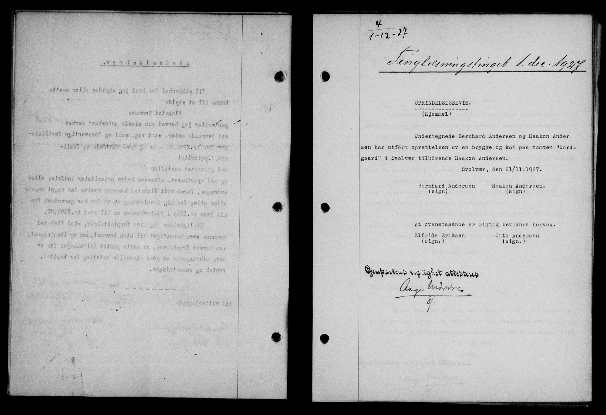 Lofoten sorenskriveri, SAT/A-0017/1/2/2C/L0016b: Mortgage book no. 16b, 1927-1927, Deed date: 01.12.1927