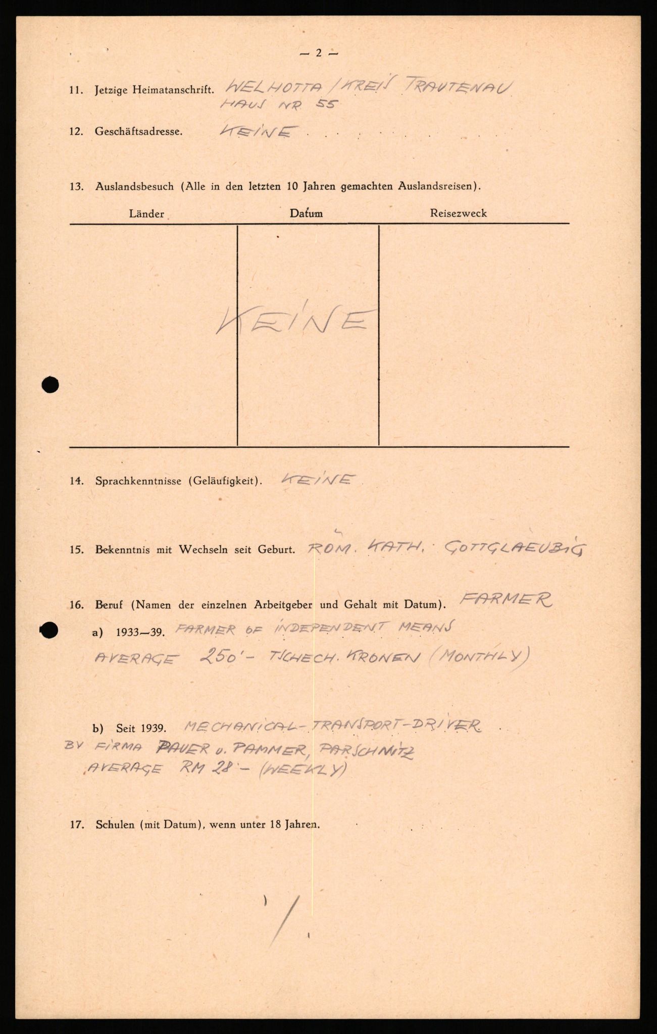 Forsvaret, Forsvarets overkommando II, RA/RAFA-3915/D/Db/L0041: CI Questionaires.  Diverse nasjonaliteter., 1945-1946, p. 527