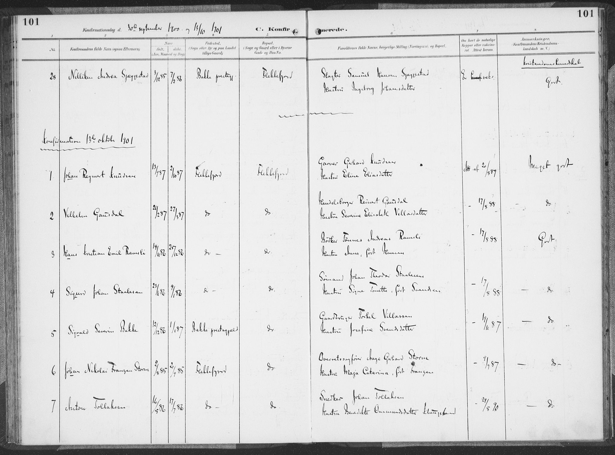 Flekkefjord sokneprestkontor, SAK/1111-0012/F/Fa/Faa/L0002: Parish register (official) no. A 2, 1900-1912, p. 101