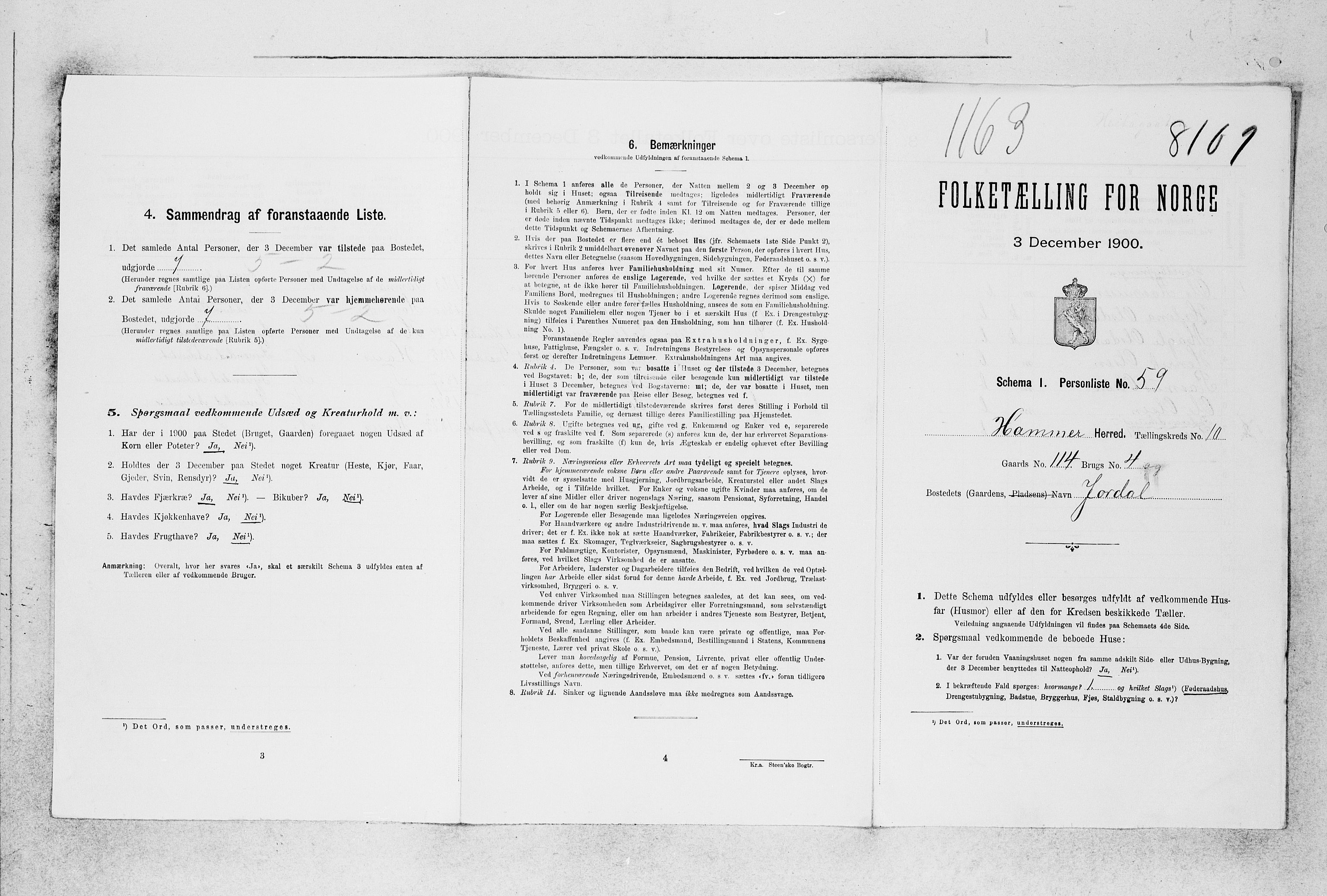 SAB, 1900 census for Hamre, 1900, p. 80