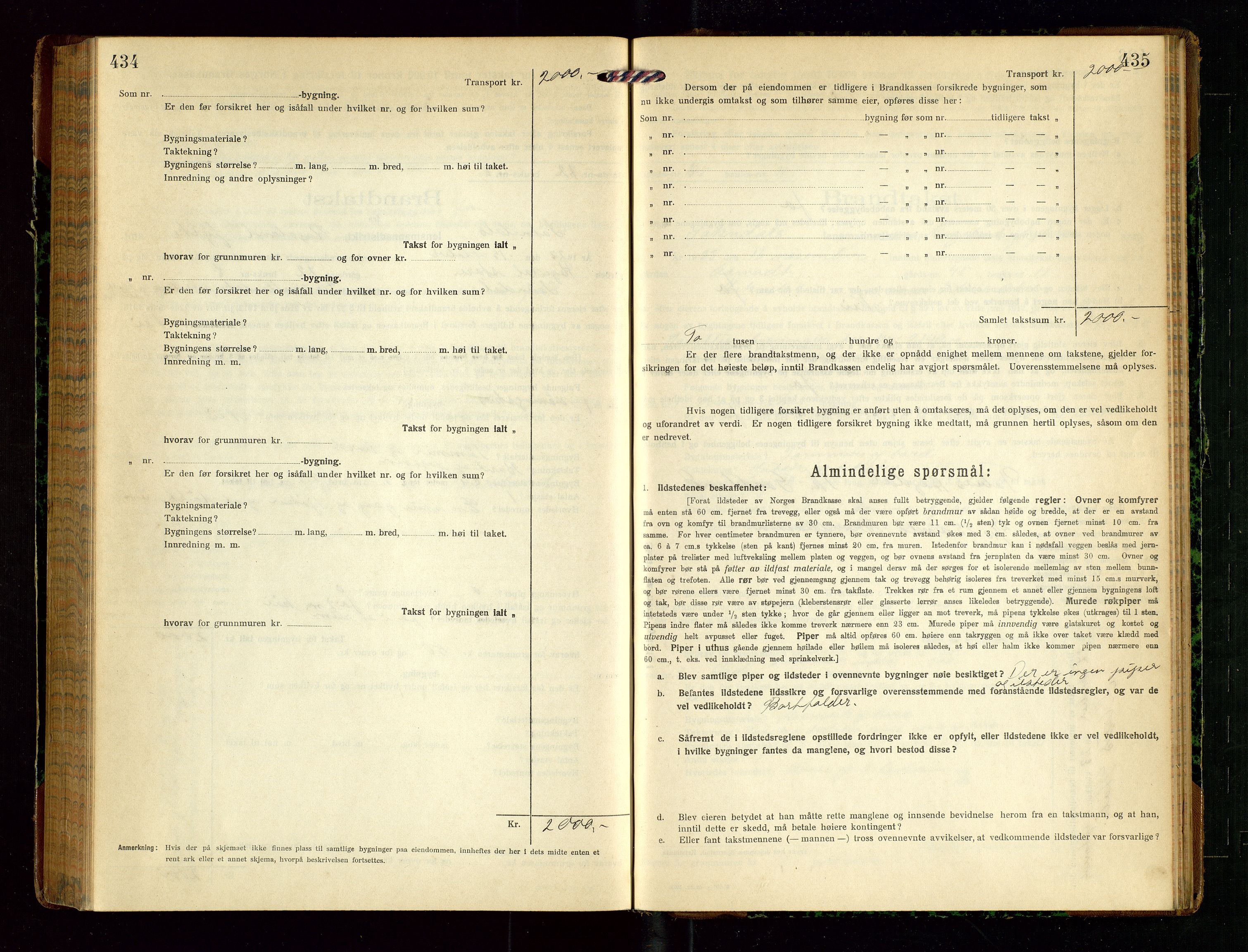 Sokndal lensmannskontor, AV/SAST-A-100417/Gob/L0005: "Brandtakst-Protokol", 1920-1924, p. 434-435