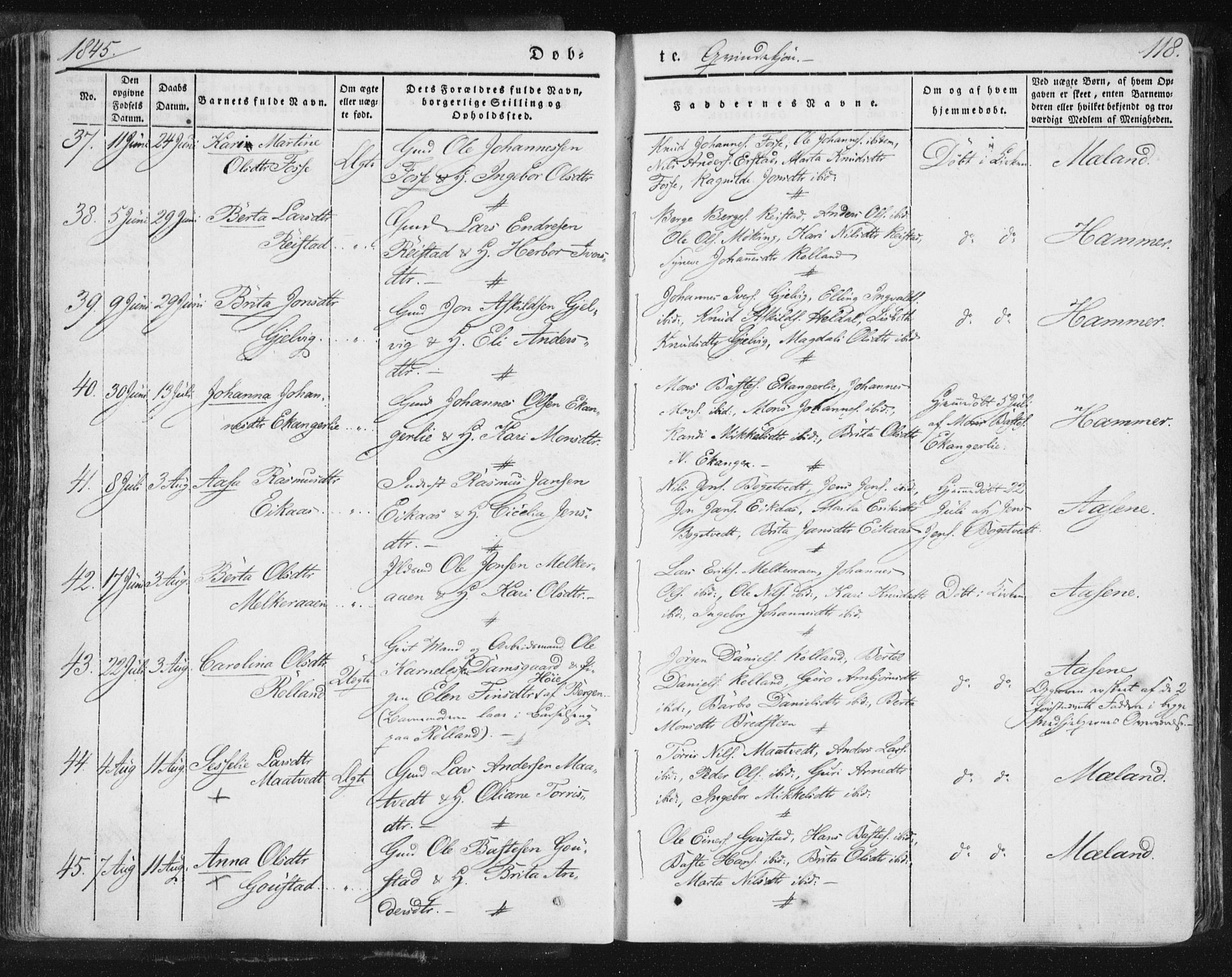 Hamre sokneprestembete, AV/SAB-A-75501/H/Ha/Haa/Haaa/L0012: Parish register (official) no. A 12, 1834-1845, p. 118