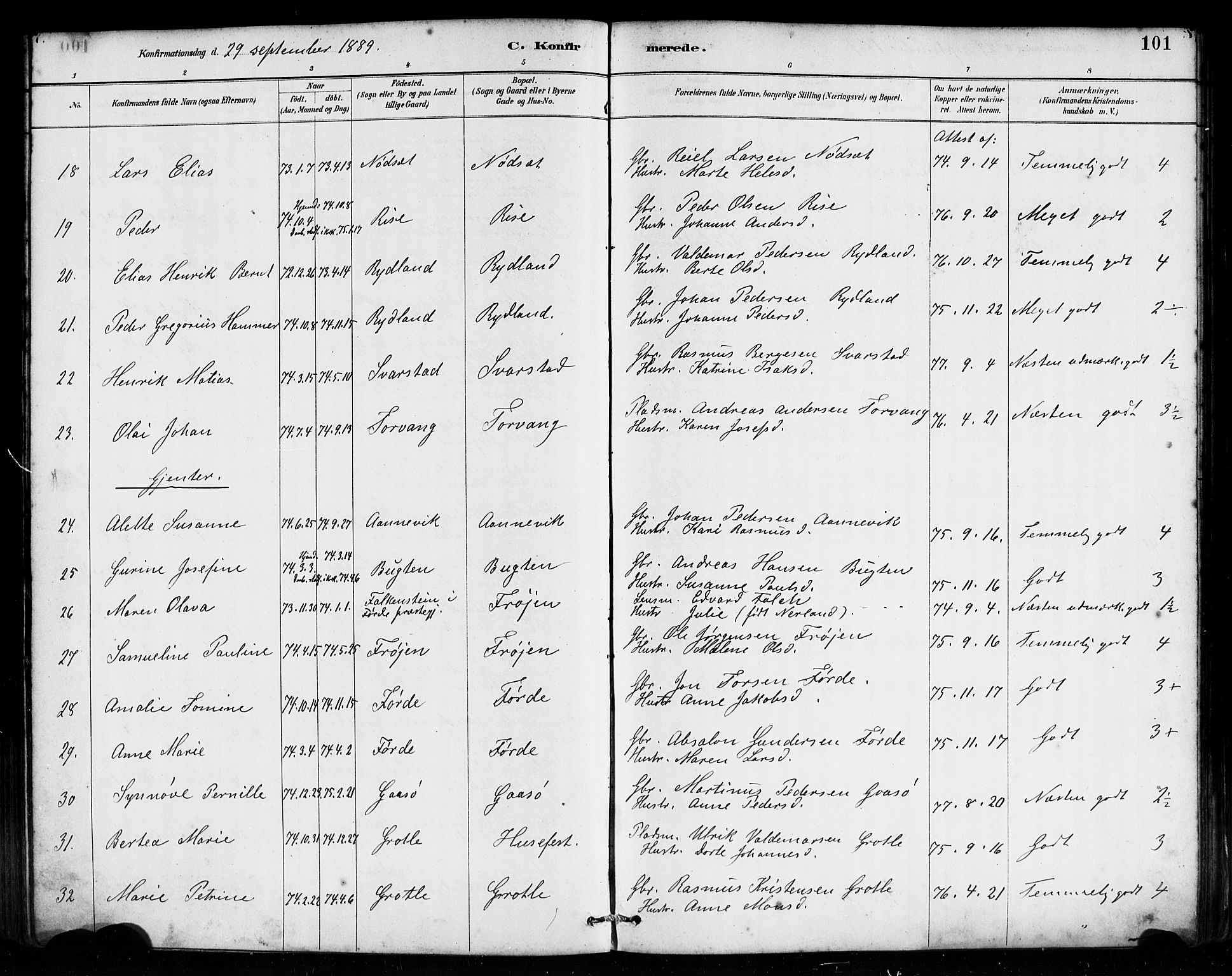 Bremanger sokneprestembete, AV/SAB-A-82201/H/Haa/Haab/L0001: Parish register (official) no. B 1, 1884-1895, p. 101