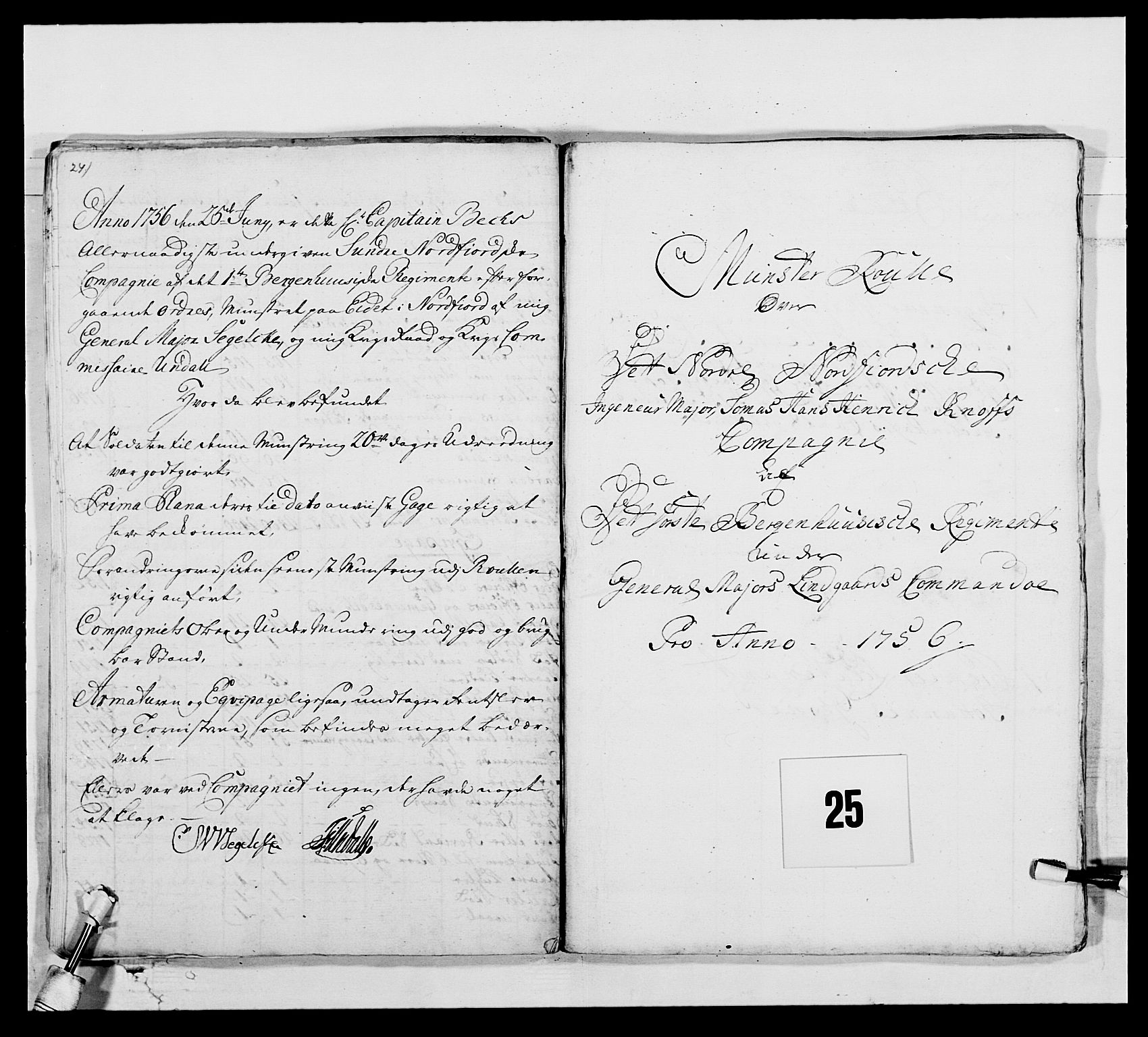 Kommanderende general (KG I) med Det norske krigsdirektorium, RA/EA-5419/E/Ea/L0517: 1. Bergenhusiske regiment, 1742-1756, p. 354