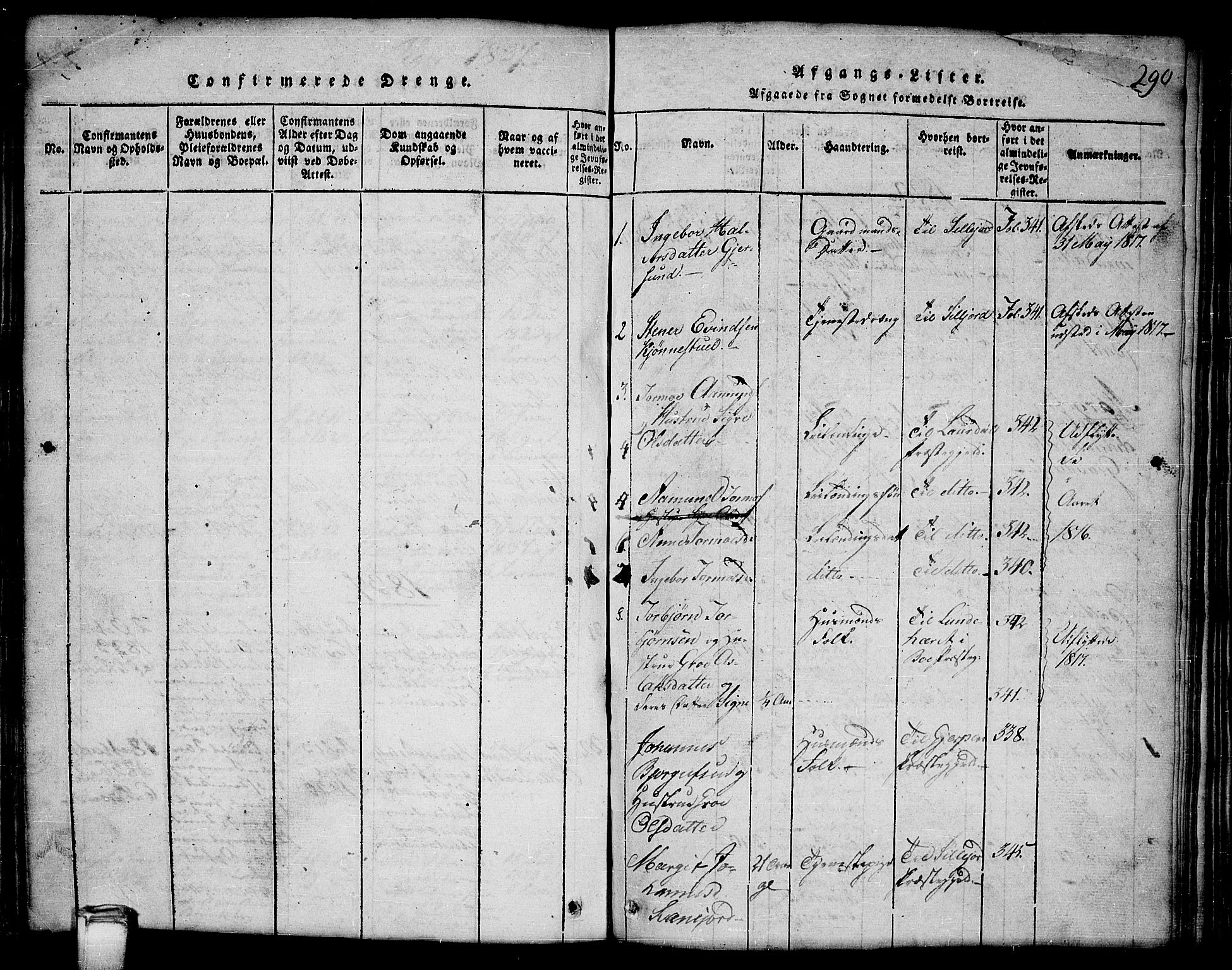 Kviteseid kirkebøker, SAKO/A-276/G/Gb/L0001: Parish register (copy) no. II 1, 1815-1842, p. 290