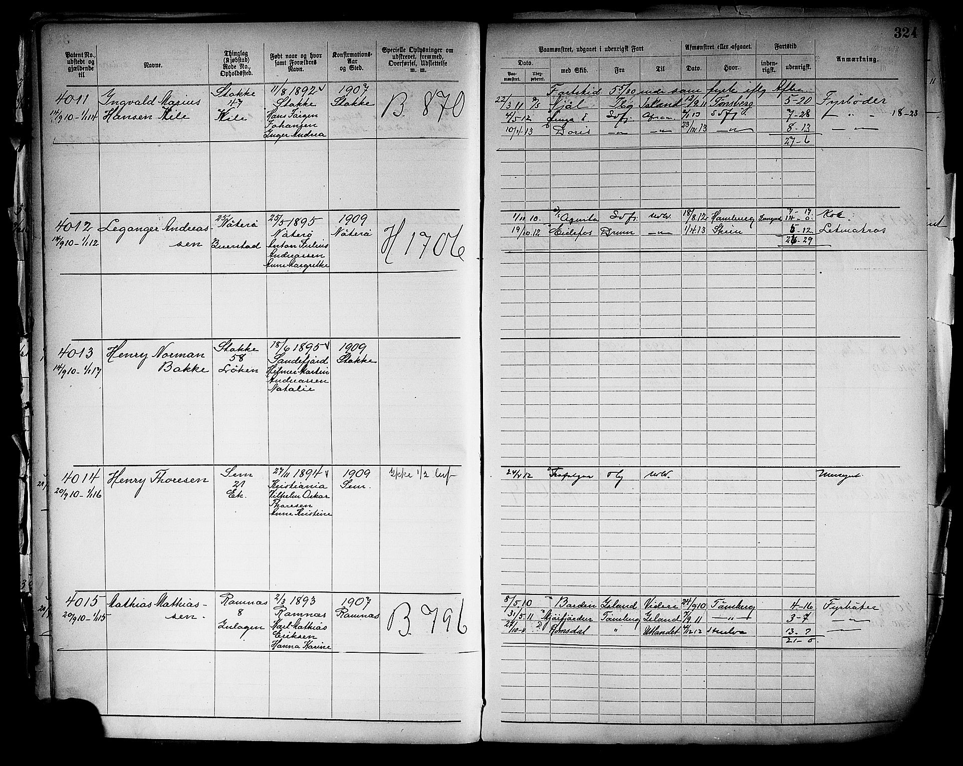 Tønsberg innrulleringskontor, SAKO/A-786/F/Fb/L0005: Annotasjonsrulle Patent nr. 2401-4080, 1904-1910, p. 325