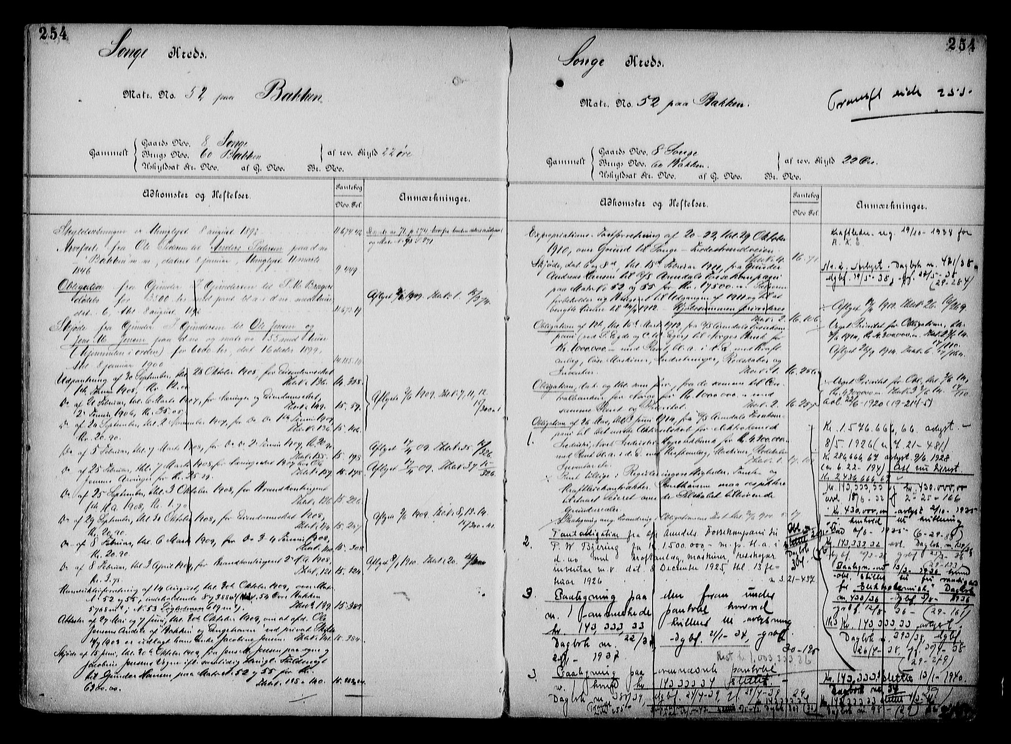 Arendal byfogd, AV/SAK-1222-0001/G/Ga/L0015: Mortgage register no. 13, 1860-1960, p. 254