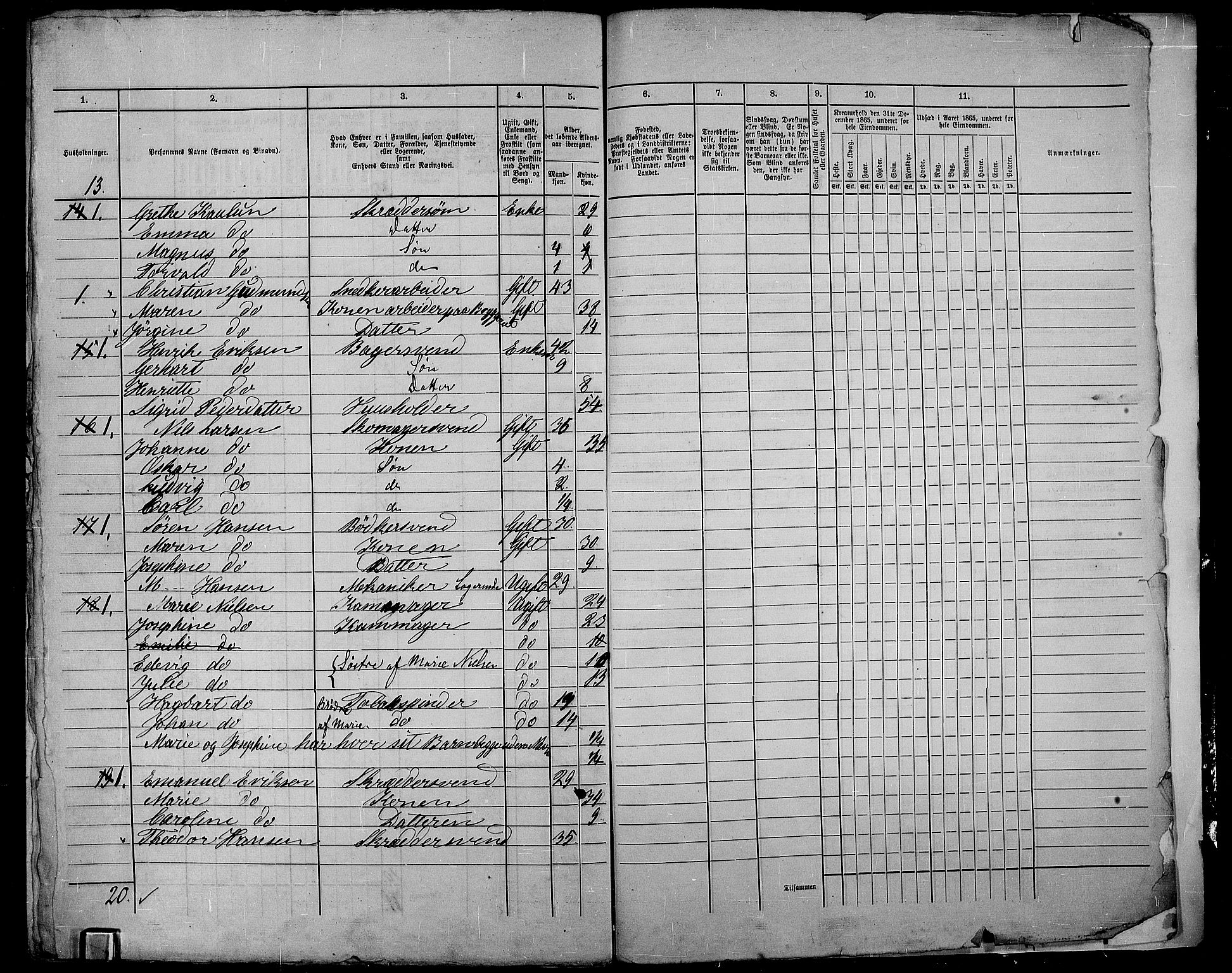 RA, 1865 census for Kristiania, 1865, p. 1643