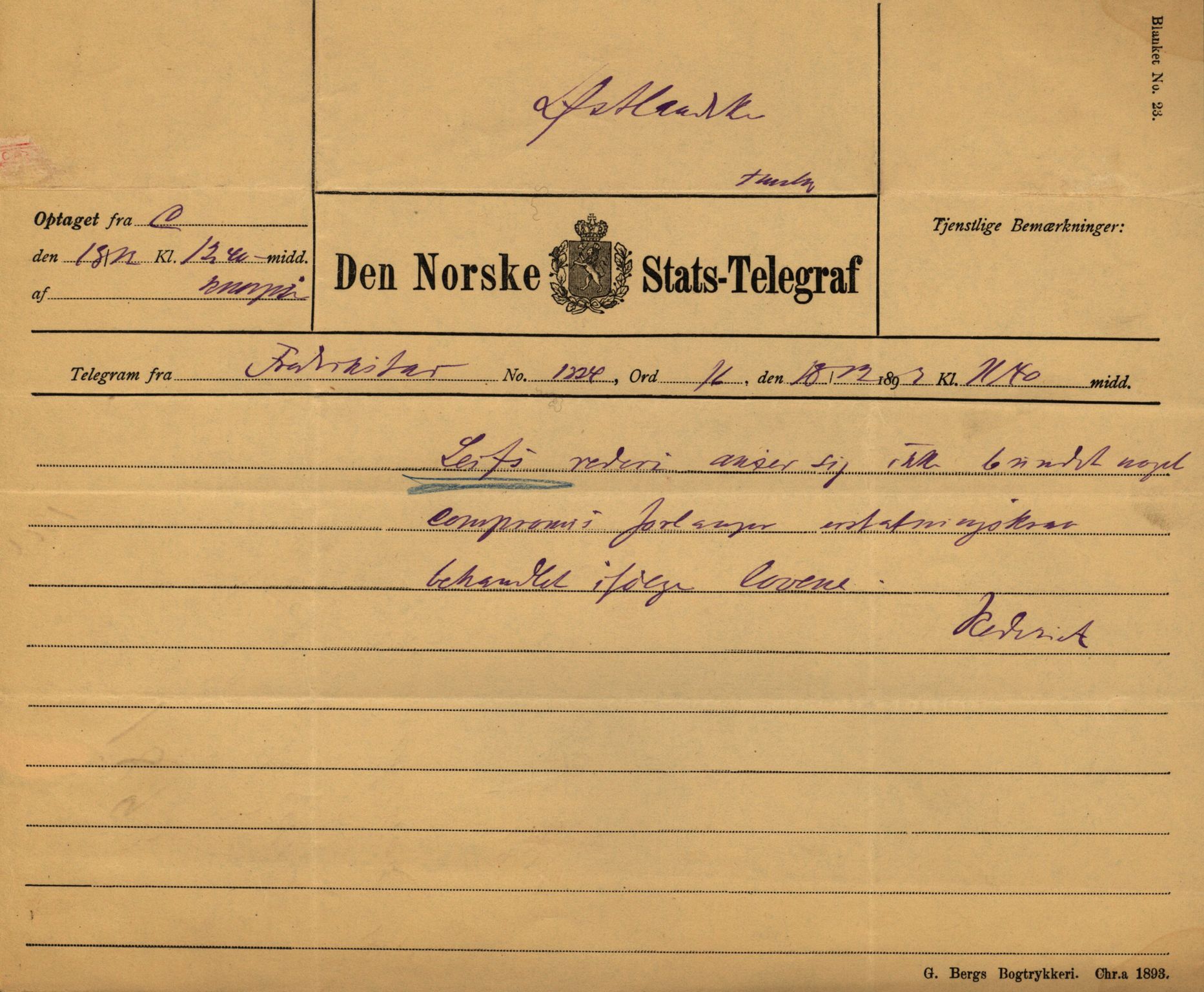 Pa 63 - Østlandske skibsassuranceforening, VEMU/A-1079/G/Ga/L0030/0001: Havaridokumenter / Leif, Korsvei, Margret, Mangerton, Mathilde, Island, Andover, 1893, p. 2