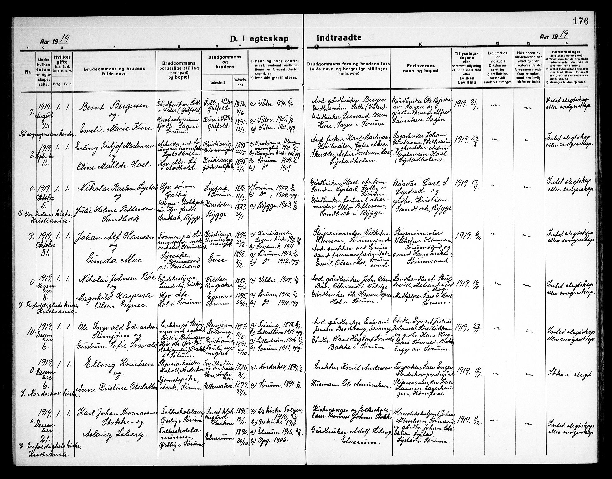 Sørum prestekontor Kirkebøker, AV/SAO-A-10303/G/Ga/L0008: Parish register (copy) no. I 8, 1917-1934, p. 176