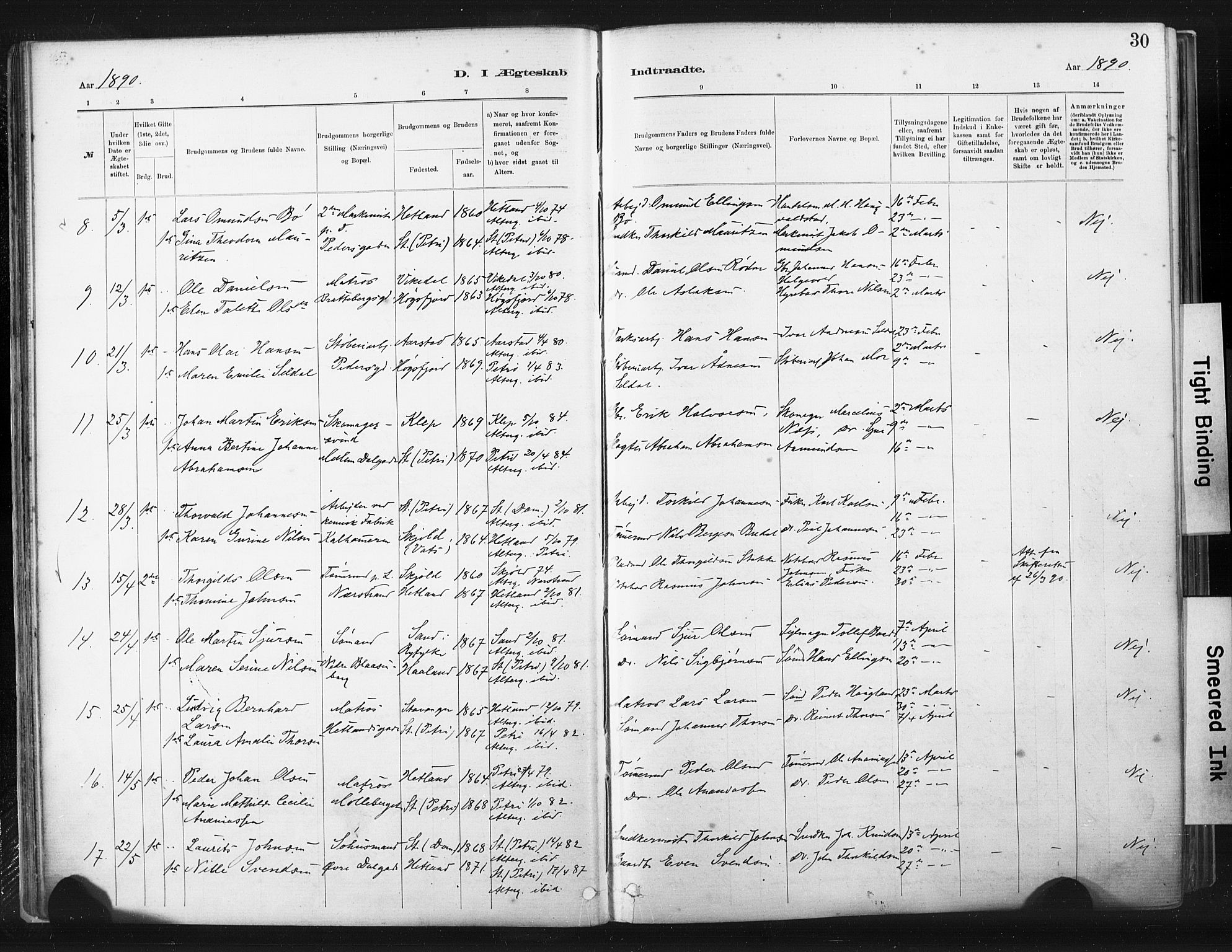 St. Johannes sokneprestkontor, AV/SAST-A-101814/001/30/30BA/L0003: Parish register (official) no. A 3, 1885-1910, p. 30