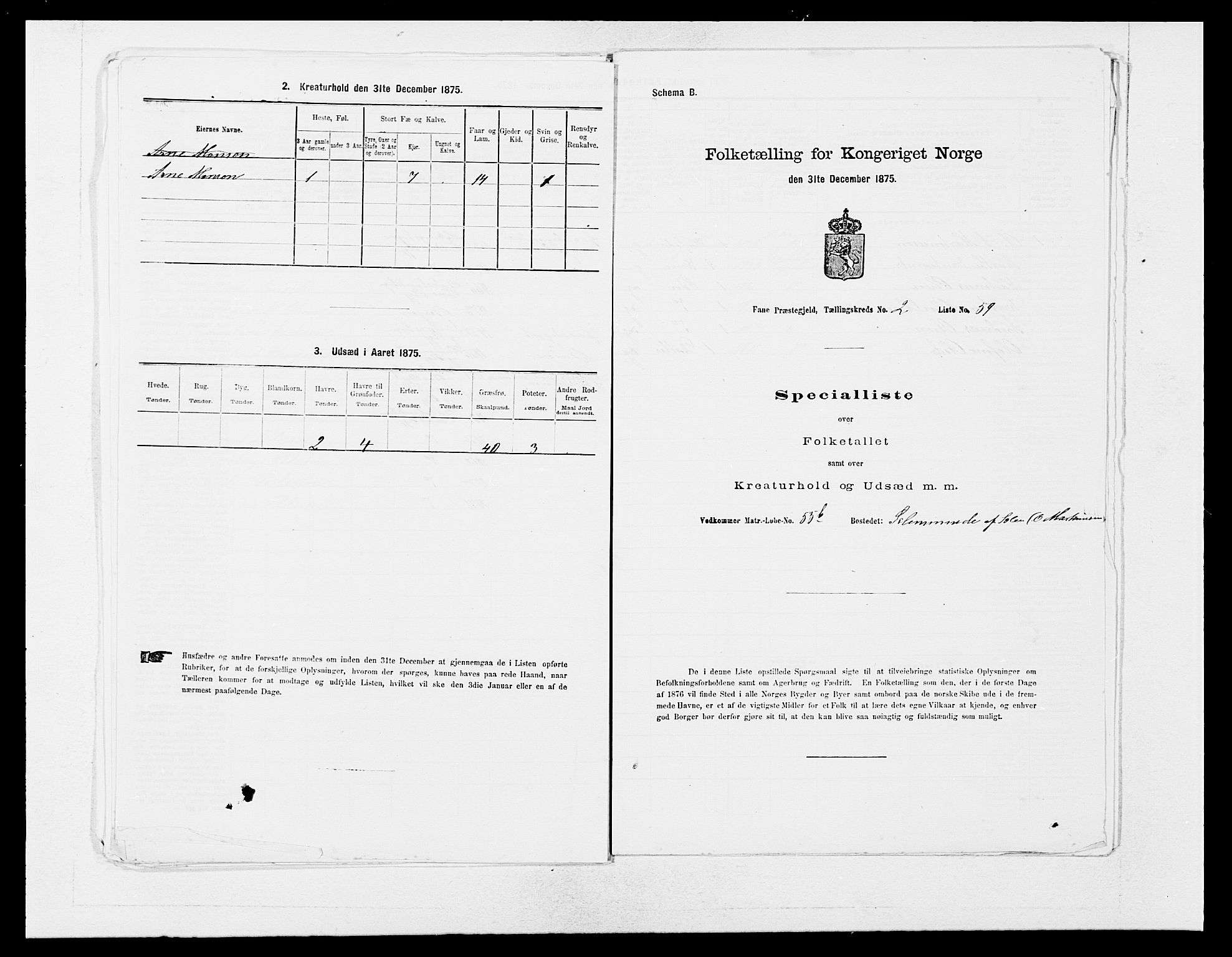 SAB, 1875 census for 1249P Fana, 1875, p. 270