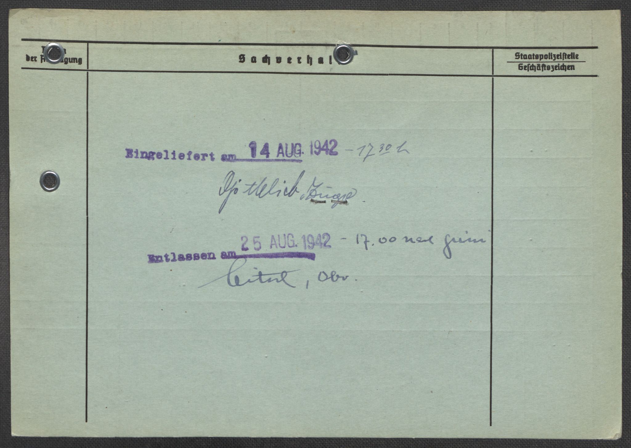 Befehlshaber der Sicherheitspolizei und des SD, AV/RA-RAFA-5969/E/Ea/Eaa/L0006: Register over norske fanger i Møllergata 19: Kj-Lund, 1940-1945, p. 1018