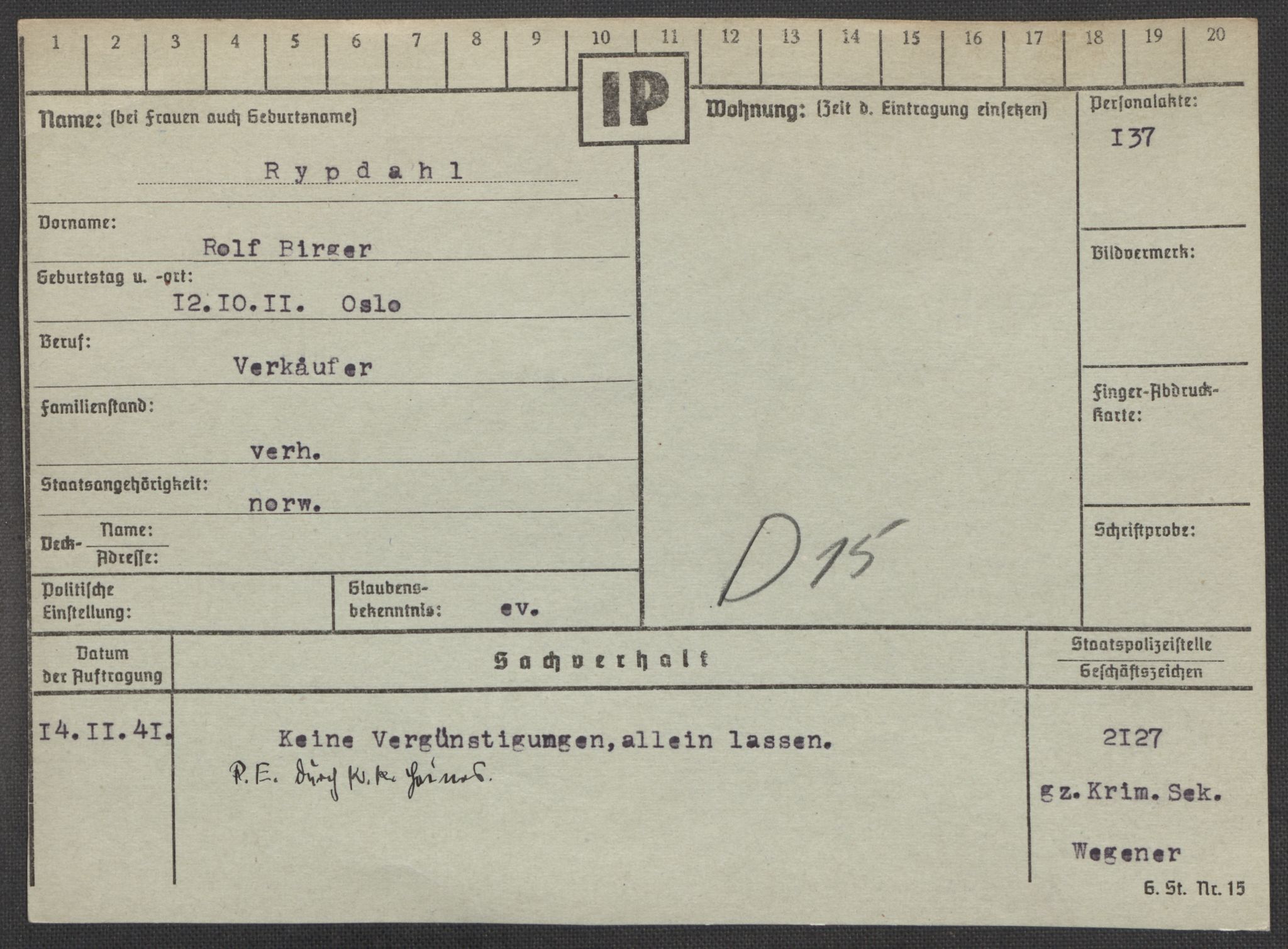 Befehlshaber der Sicherheitspolizei und des SD, AV/RA-RAFA-5969/E/Ea/Eaa/L0009: Register over norske fanger i Møllergata 19: Ru-Sy, 1940-1945, p. 110