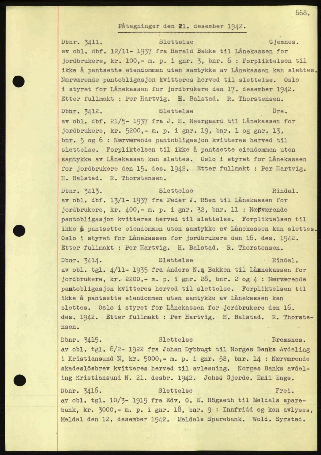 Nordmøre sorenskriveri, AV/SAT-A-4132/1/2/2Ca: Mortgage book no. C81, 1940-1945, Diary no: : 3411/1942