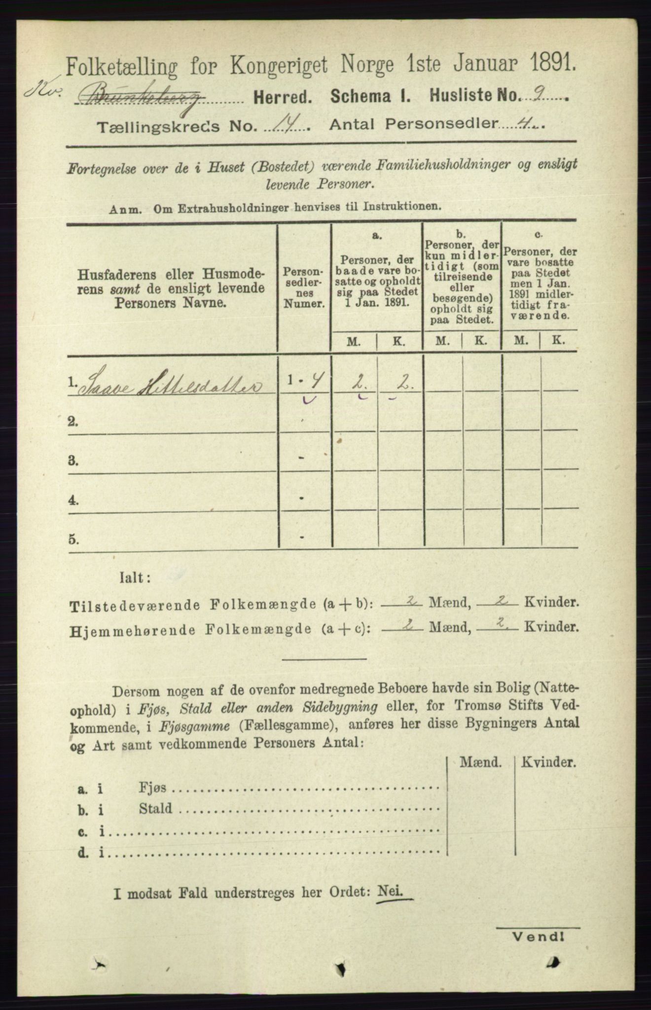 RA, 1891 census for 0829 Kviteseid, 1891, p. 3324