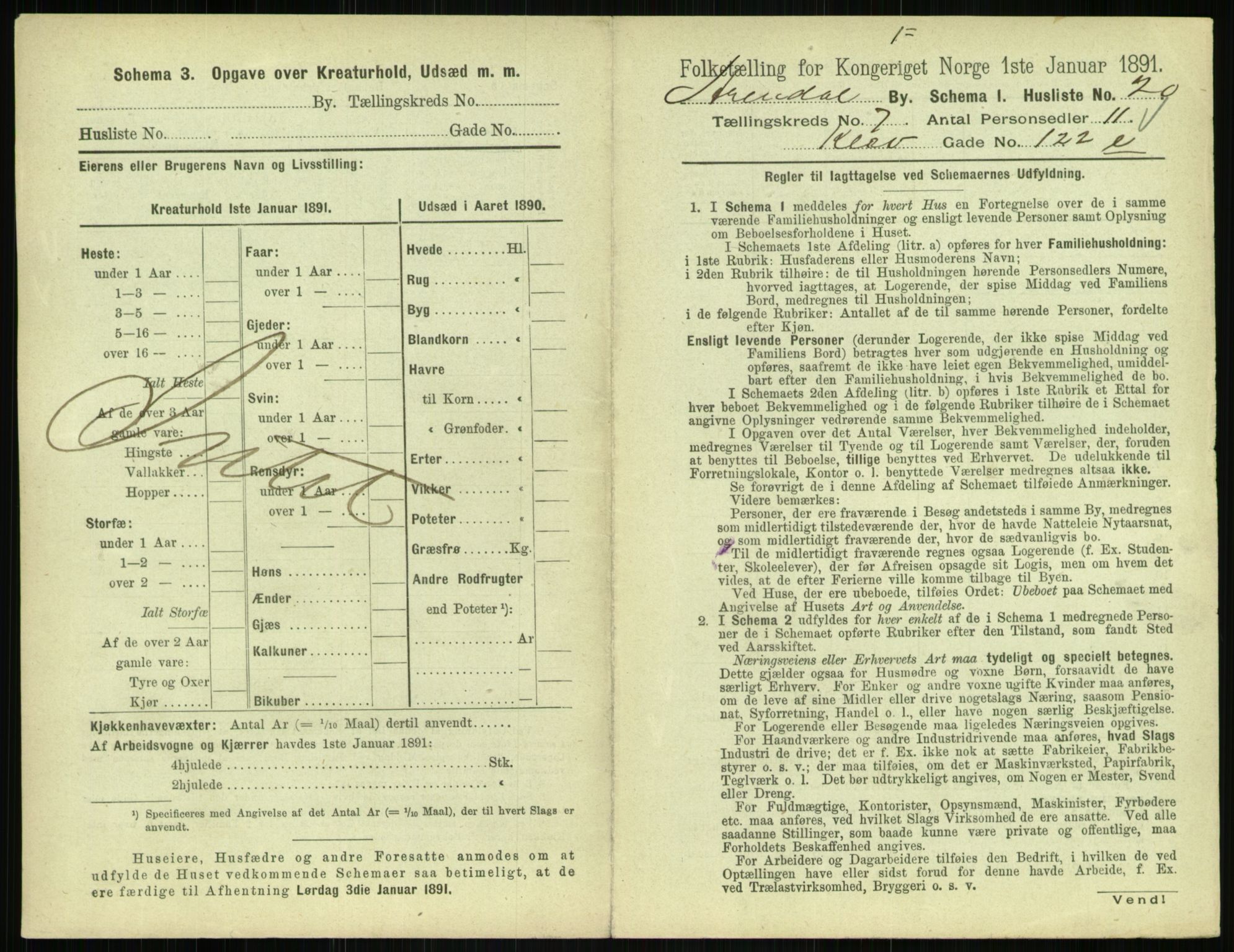 RA, 1891 census for 0903 Arendal, 1891, p. 396