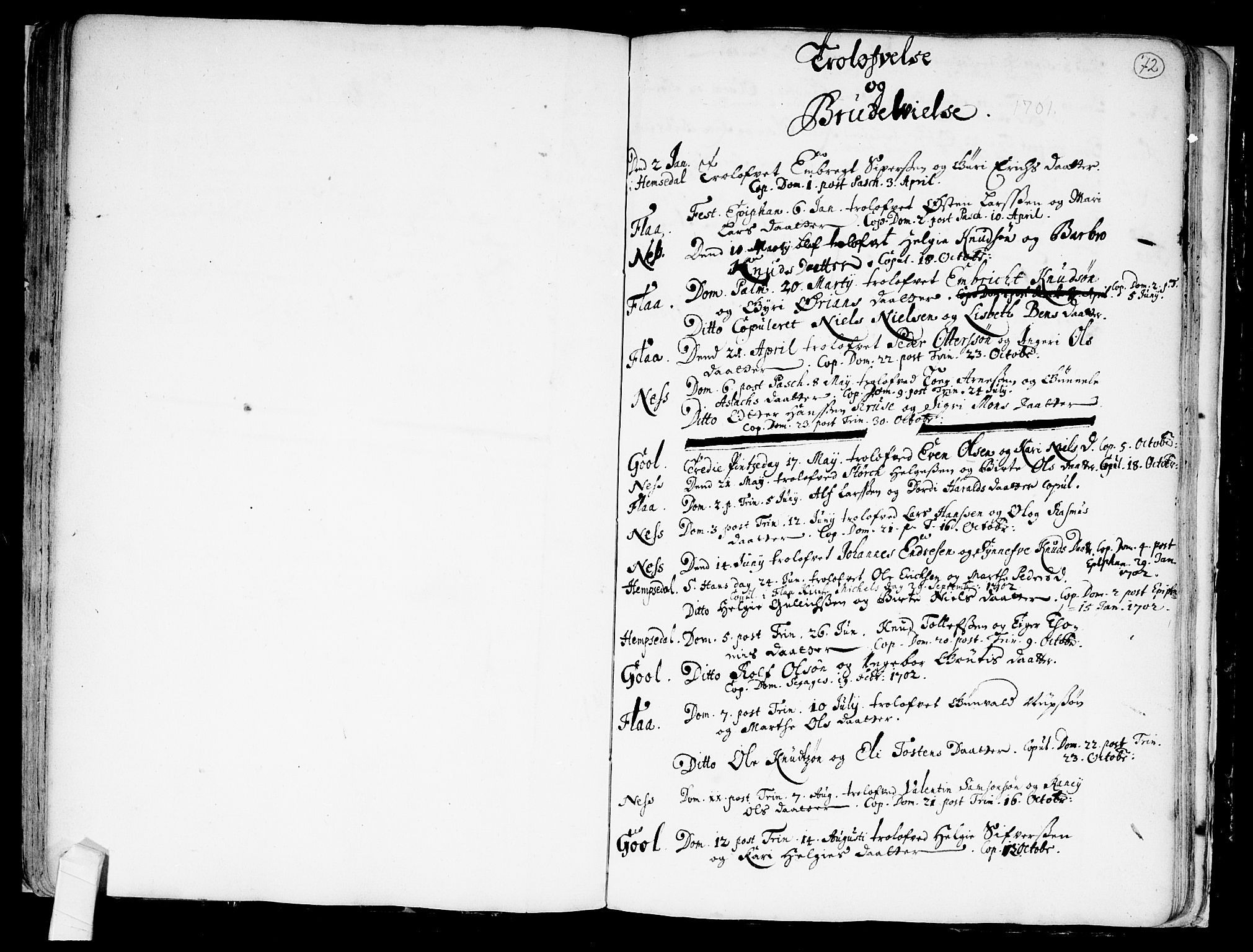 Nes kirkebøker, SAKO/A-236/F/Fa/L0001: Parish register (official) no. 1, 1693-1706, p. 72