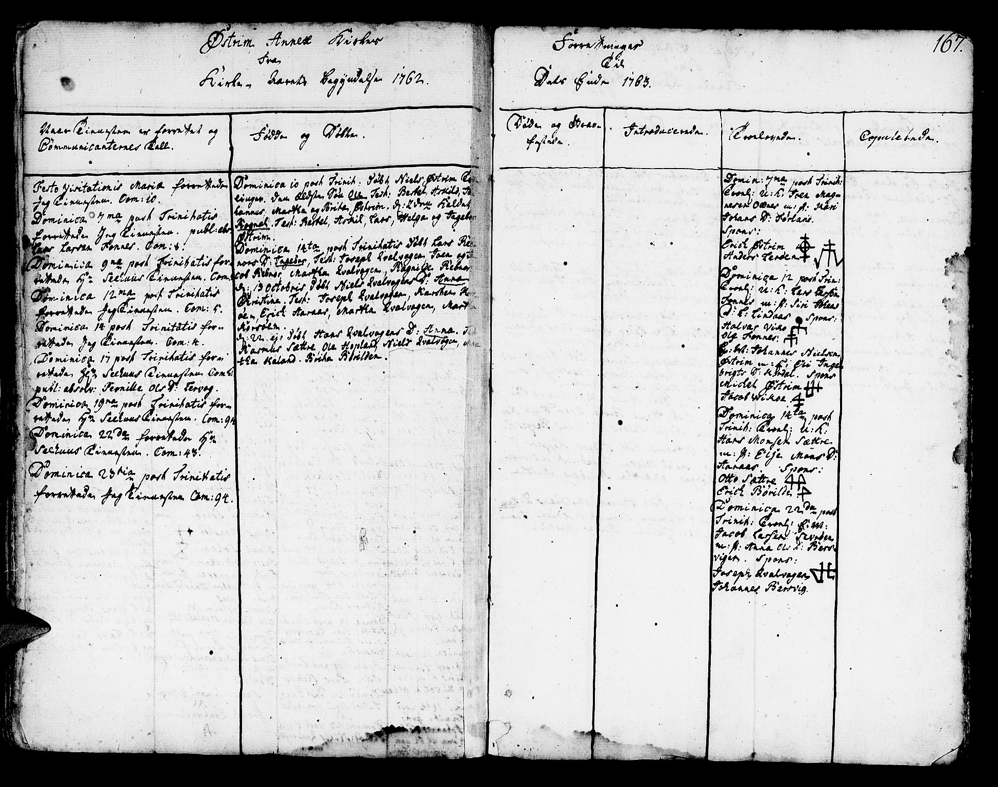 Lindås Sokneprestembete, SAB/A-76701/H/Haa: Parish register (official) no. A 3, 1748-1764, p. 167