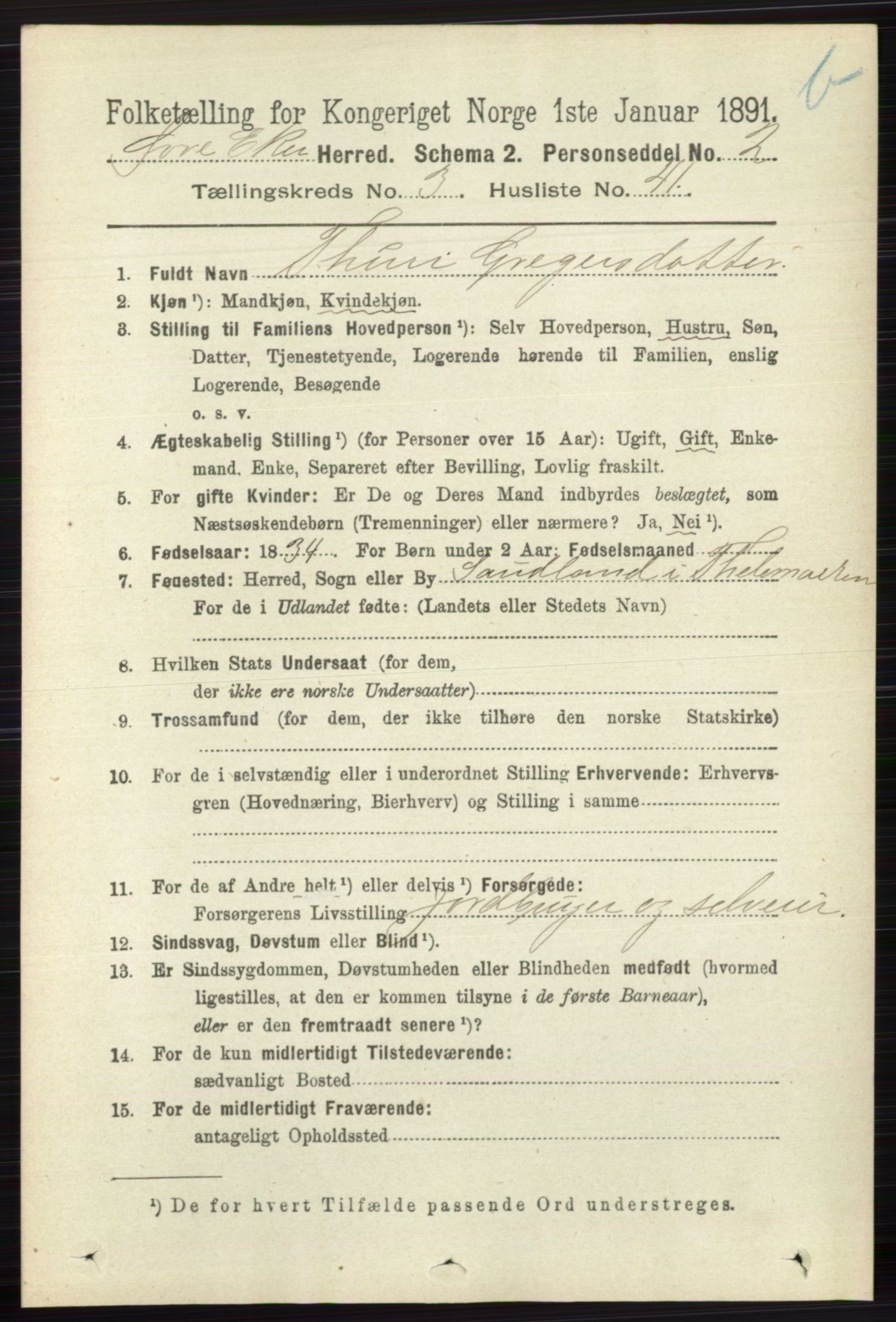 RA, 1891 census for 0624 Øvre Eiker, 1891, p. 9249