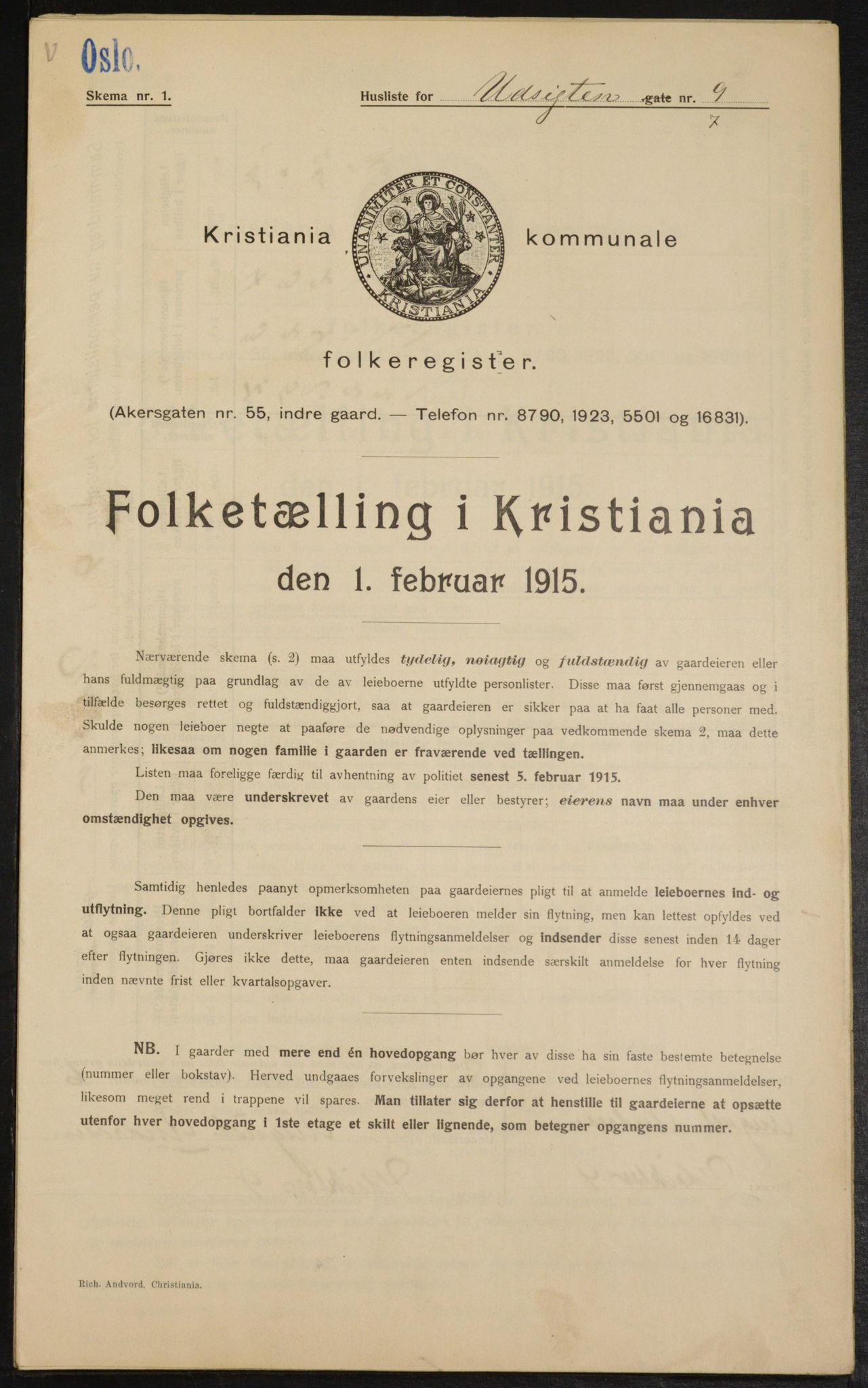 OBA, Municipal Census 1915 for Kristiania, 1915, p. 121962