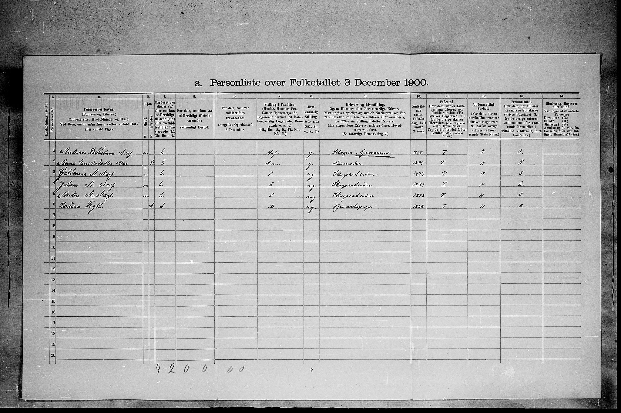 SAH, 1900 census for Elverum, 1900, p. 814