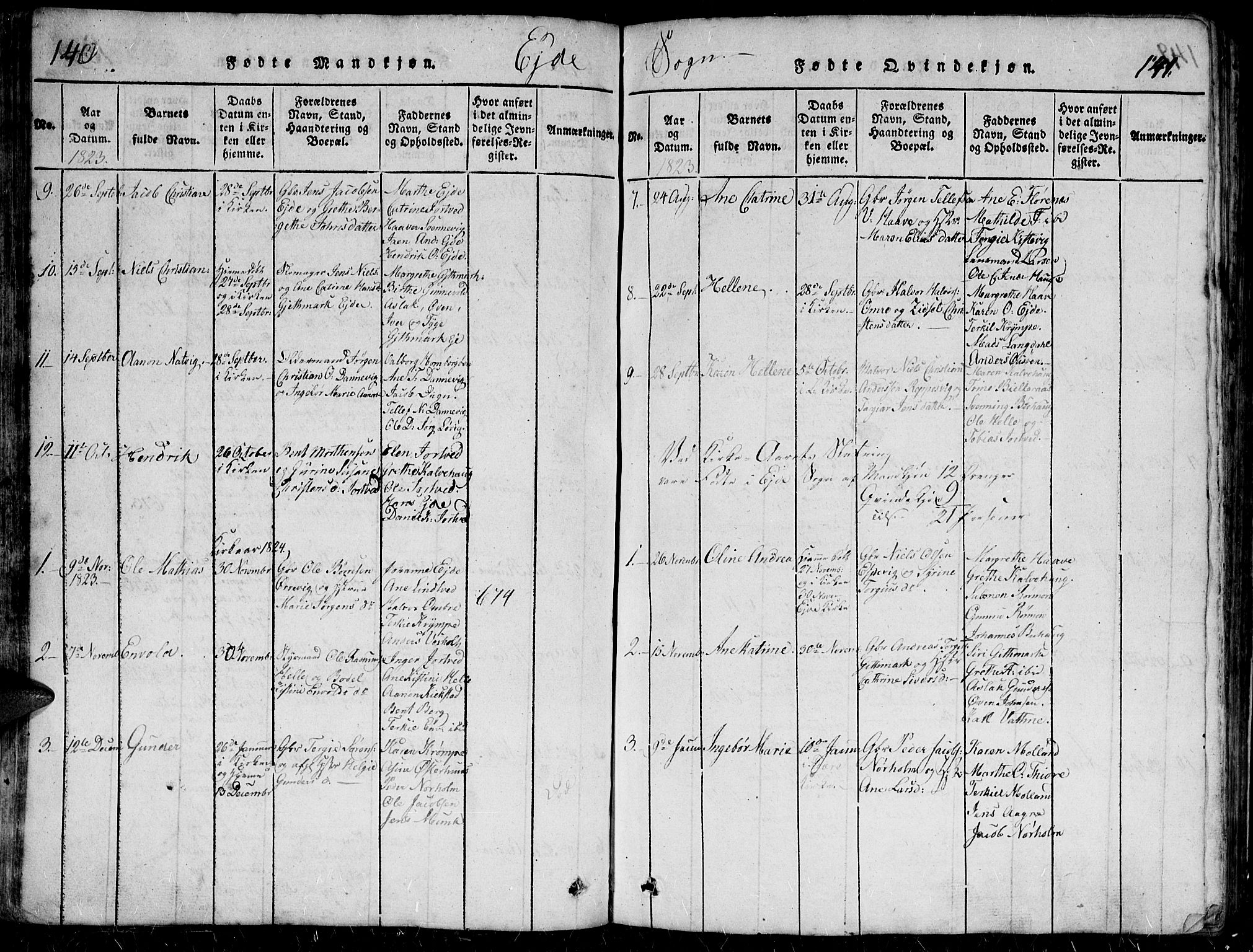 Hommedal sokneprestkontor, AV/SAK-1111-0023/F/Fb/Fbb/L0003: Parish register (copy) no. B 3 /2, 1816-1850, p. 140-141