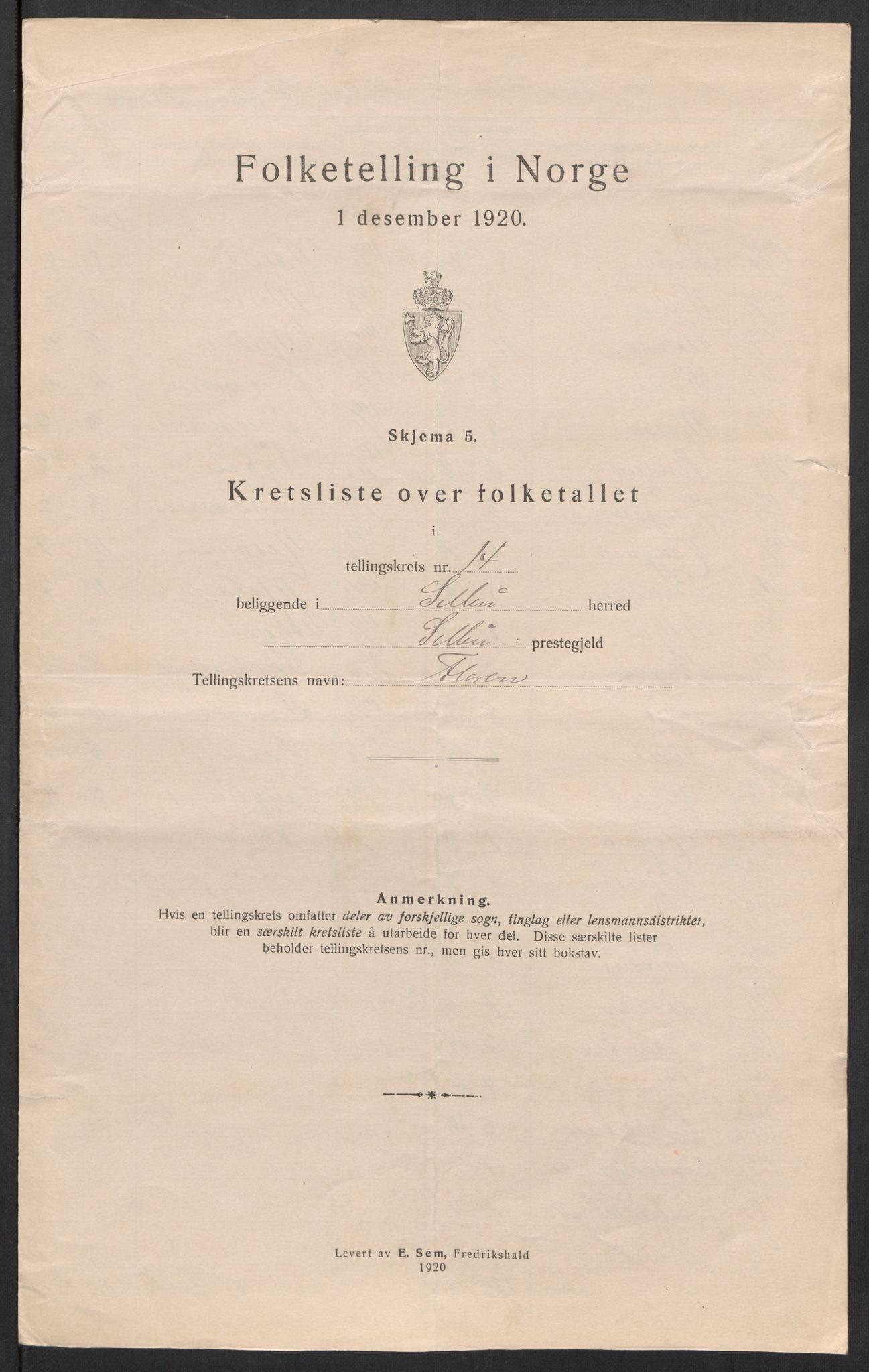 SAT, 1920 census for Selbu, 1920, p. 47