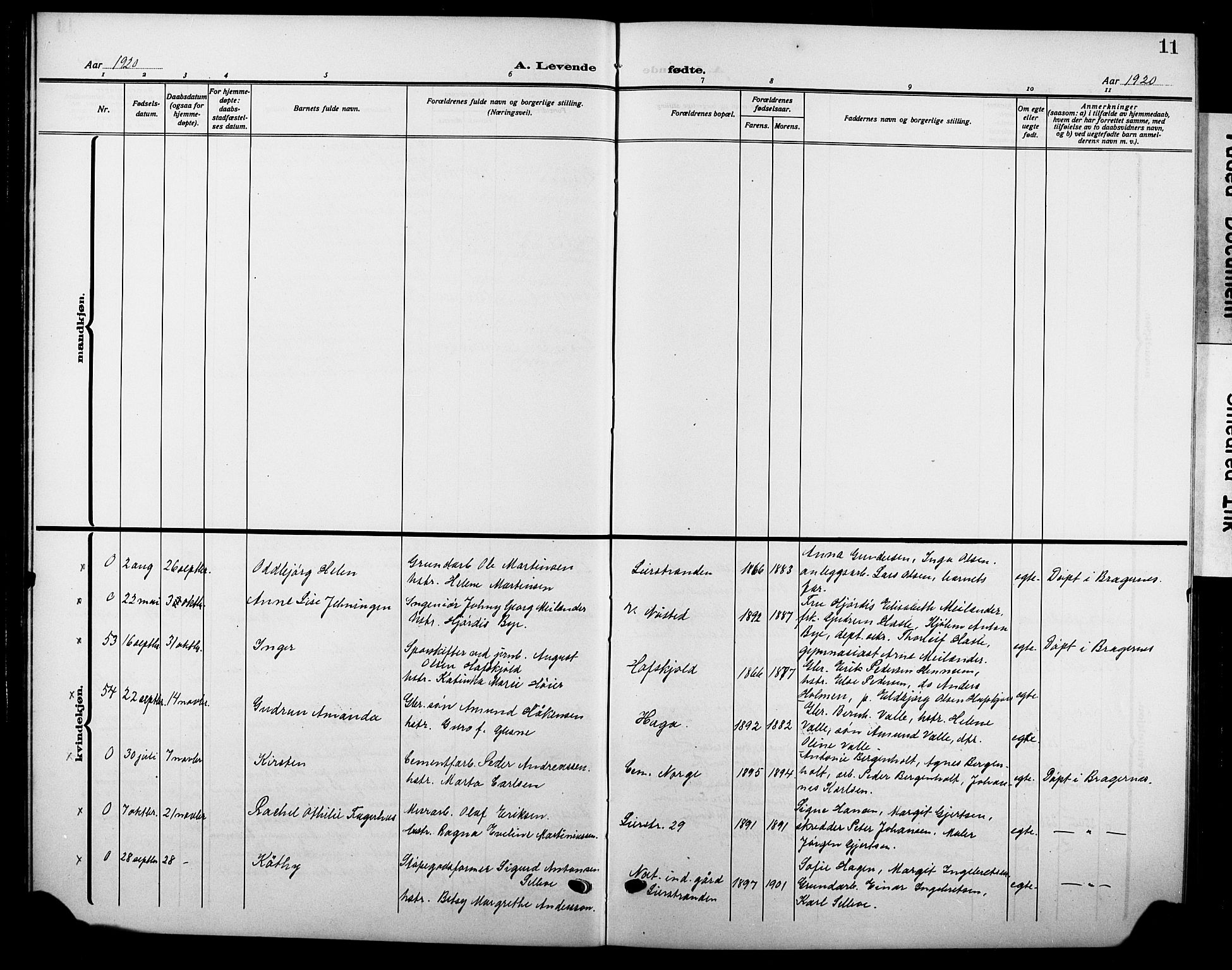 Lier kirkebøker, AV/SAKO-A-230/G/Gb/L0004: Parish register (copy) no. II 4, 1920-1932, p. 11