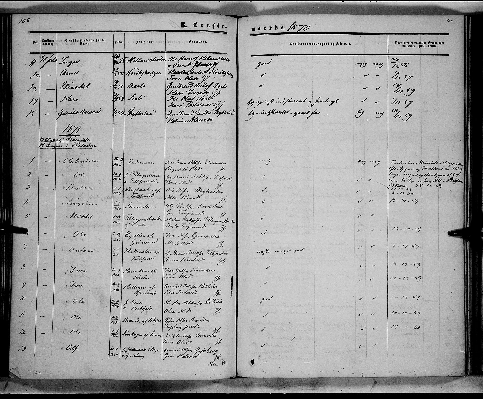 Sør-Aurdal prestekontor, AV/SAH-PREST-128/H/Ha/Haa/L0007: Parish register (official) no. 7, 1849-1876, p. 108