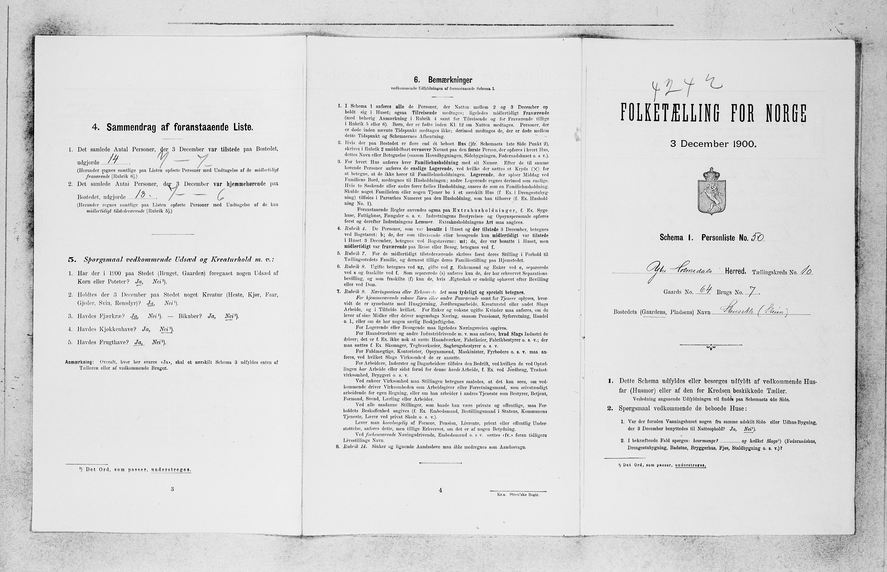 SAB, 1900 census for Ytre Holmedal, 1900, p. 806