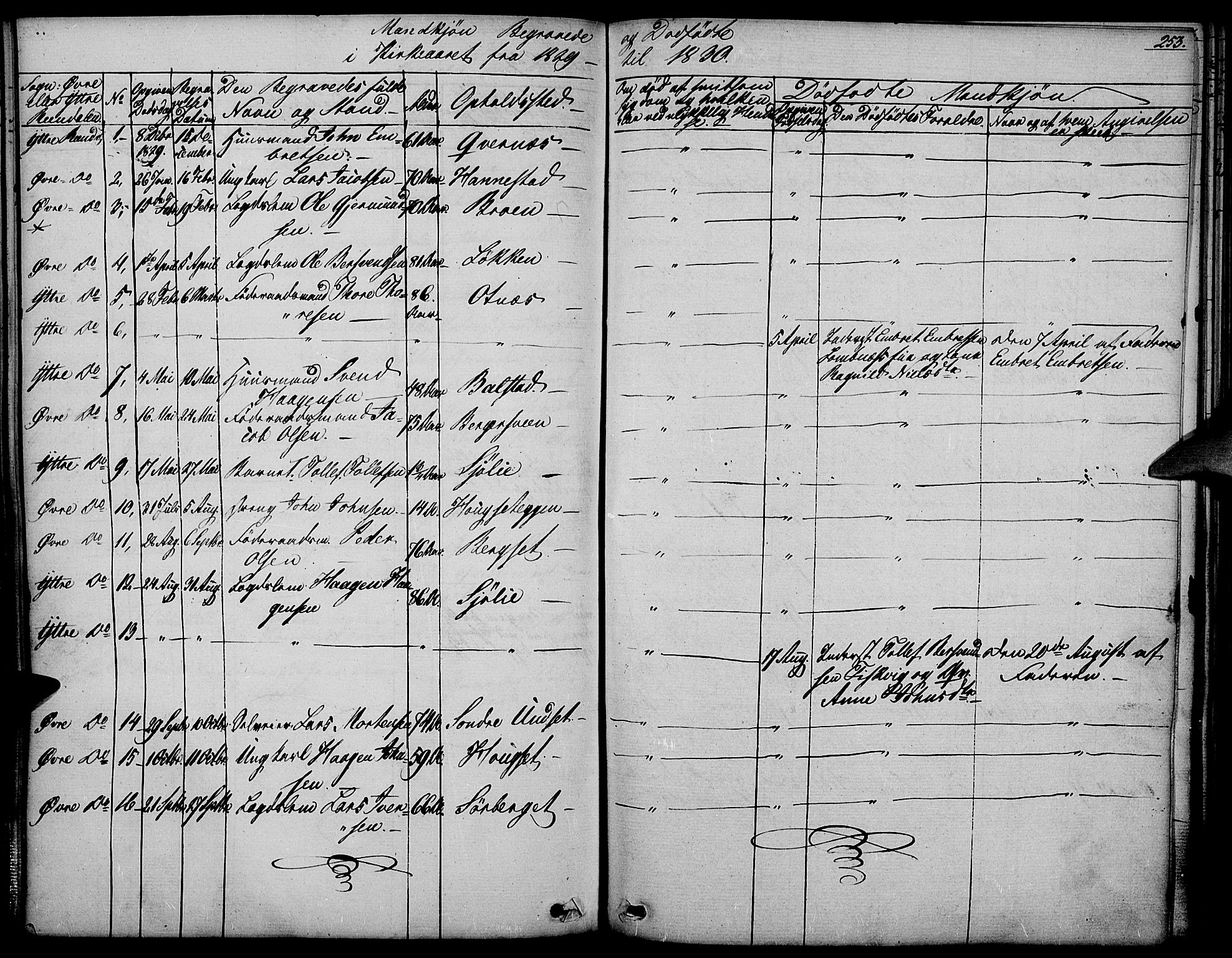 Rendalen prestekontor, SAH/PREST-054/H/Ha/Haa/L0004: Parish register (official) no. 4, 1829-1852, p. 253