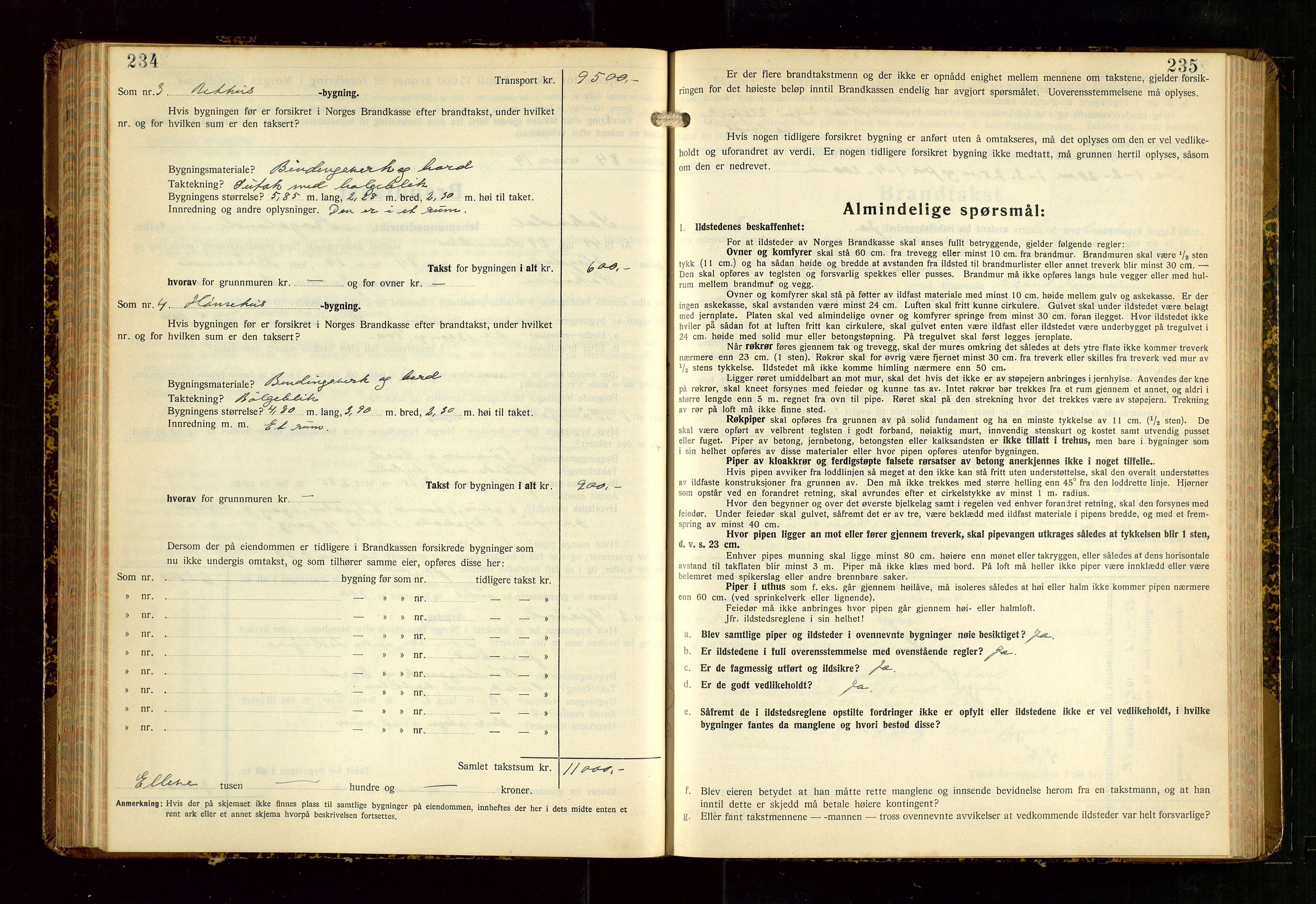 Sokndal lensmannskontor, AV/SAST-A-100417/Gob/L0008: "Brandtakst-Protokoll", 1937-1955, p. 234-235