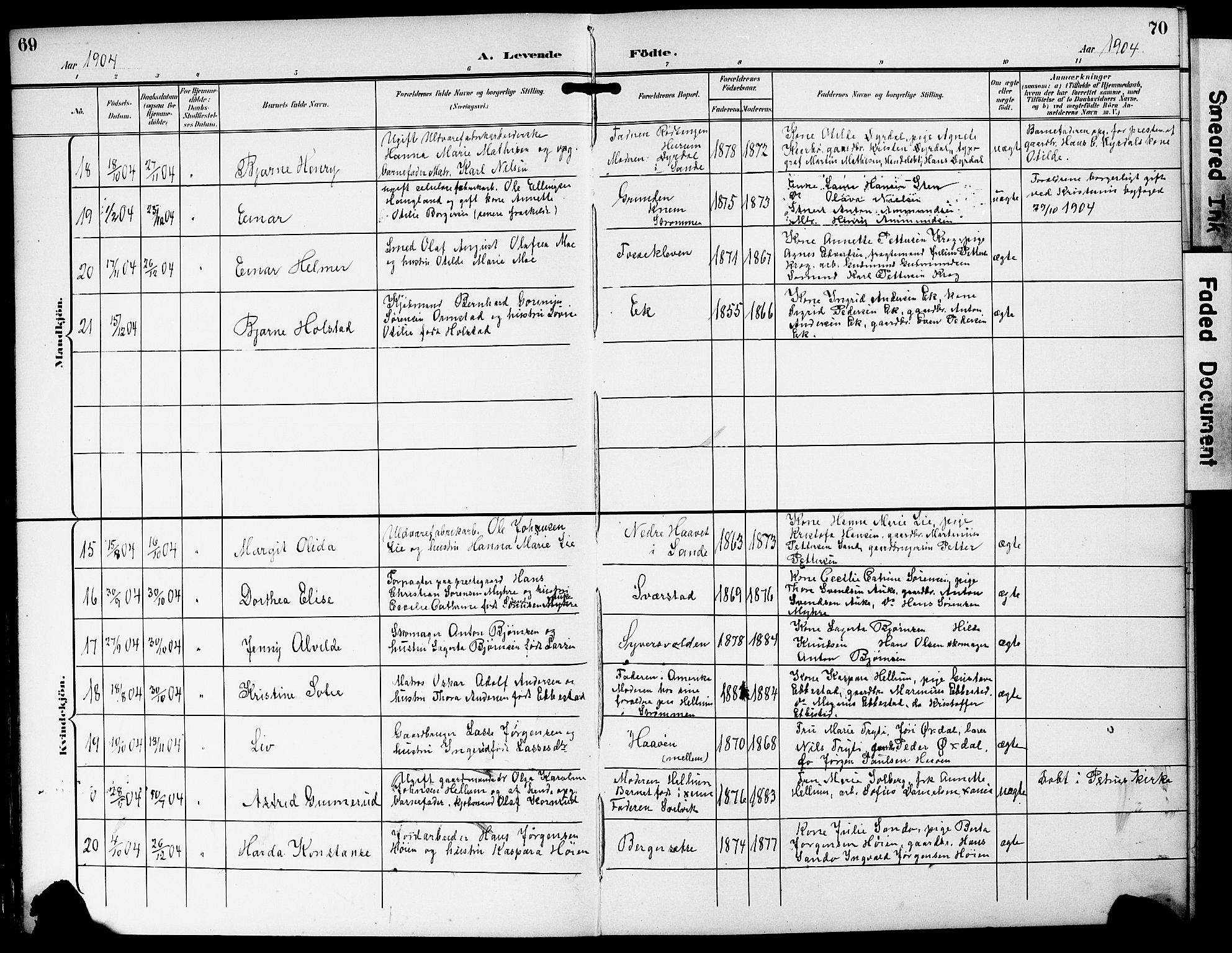 Strømm kirkebøker, AV/SAKO-A-322/G/Ga/L0004: Parish register (copy) no. I 4, 1897-1927, p. 69-70