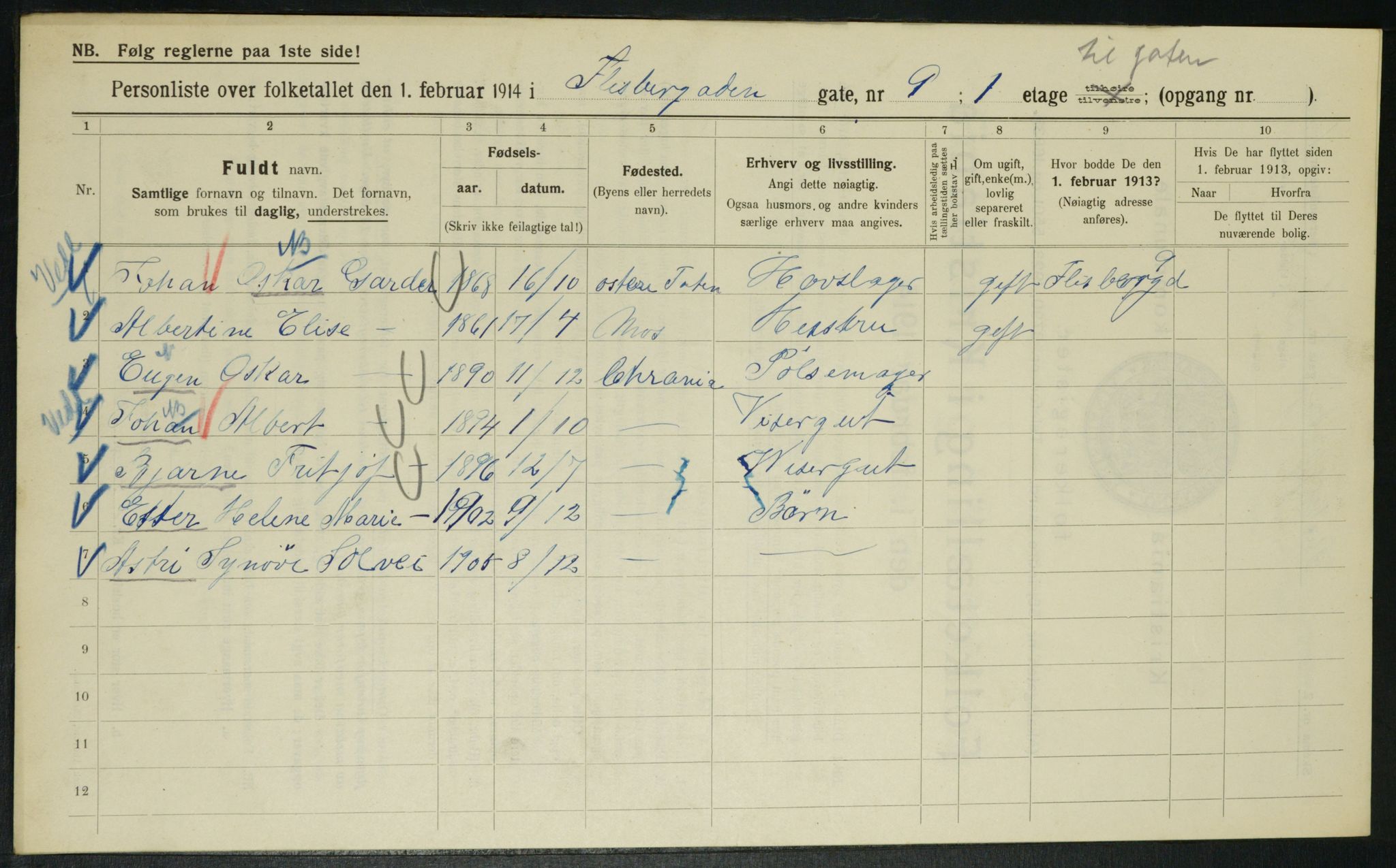 OBA, Municipal Census 1914 for Kristiania, 1914, p. 24819