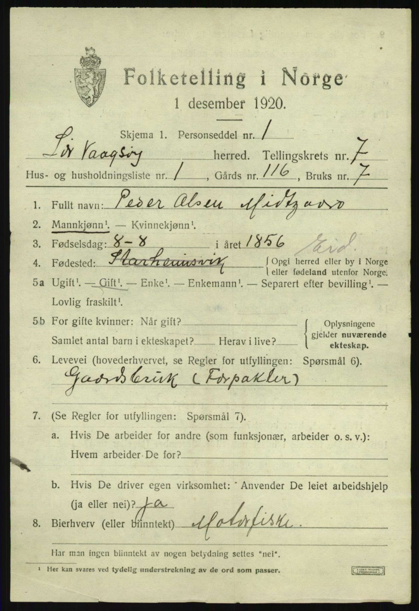 SAB, 1920 census for Sør-Vågsøy, 1920, p. 4134