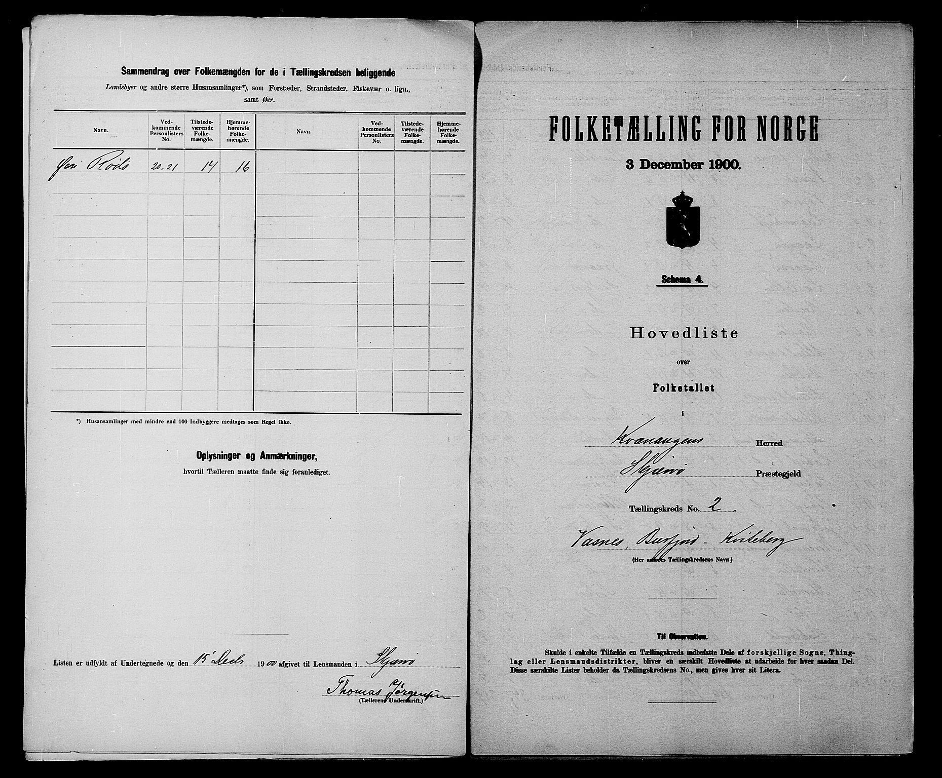 SATØ, 1900 census for Kvænangen, 1900, p. 6