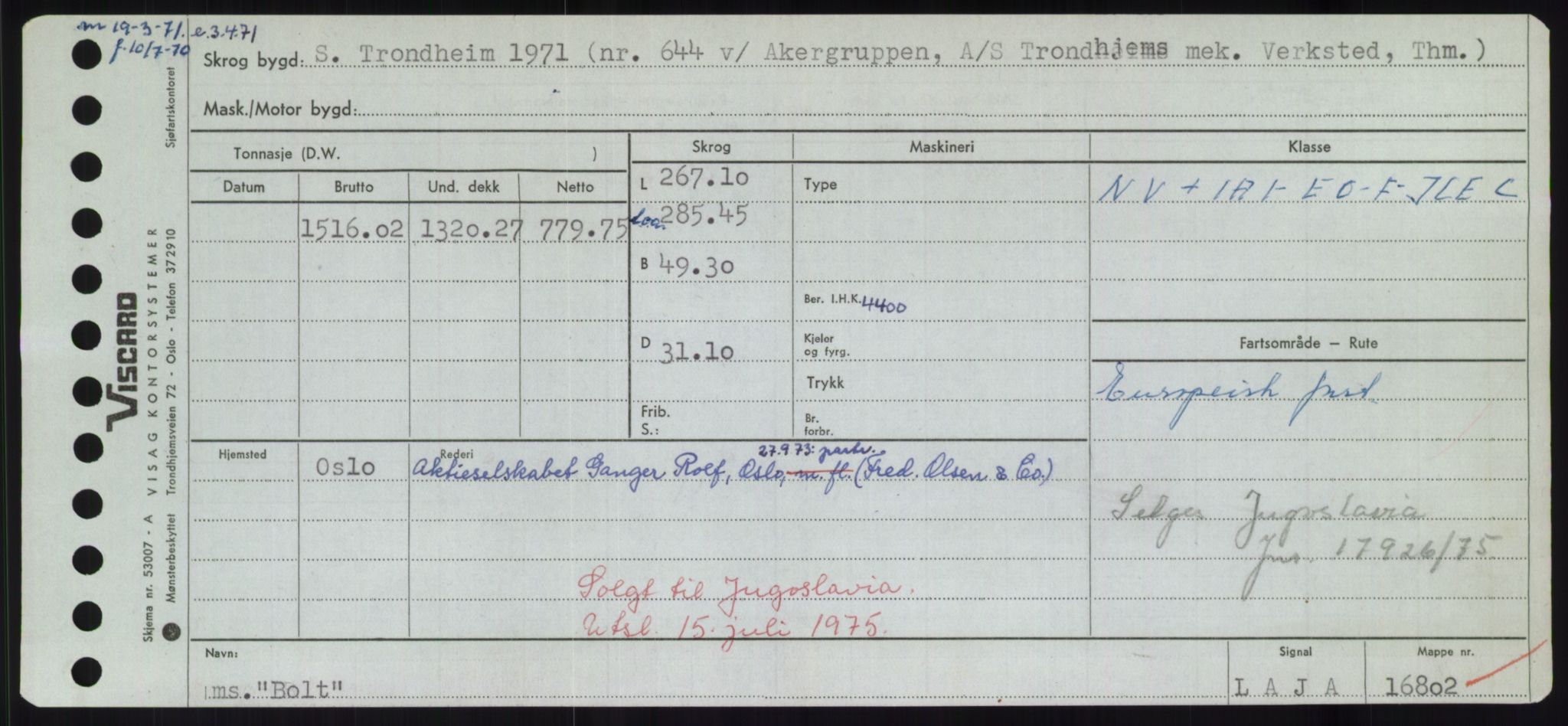 Sjøfartsdirektoratet med forløpere, Skipsmålingen, RA/S-1627/H/Hd/L0004: Fartøy, Bia-Boy, p. 465