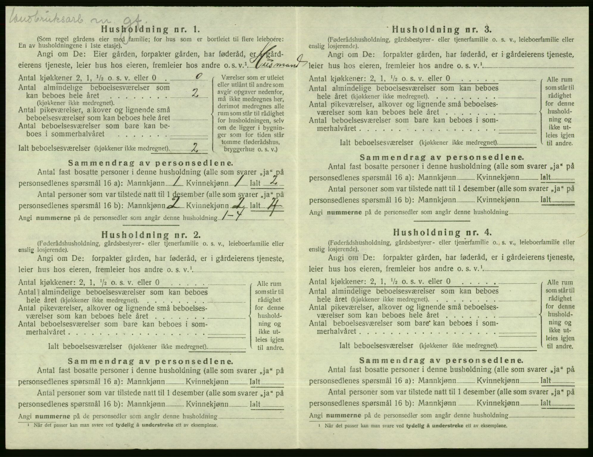 SAB, 1920 census for Evanger, 1920, p. 110