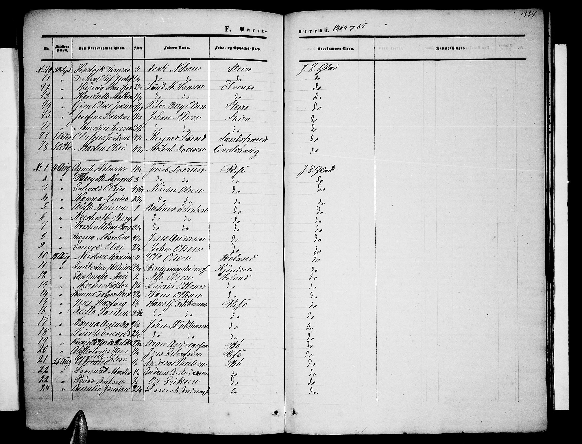 Ministerialprotokoller, klokkerbøker og fødselsregistre - Nordland, AV/SAT-A-1459/895/L1381: Parish register (copy) no. 895C03, 1864-1885, p. 384