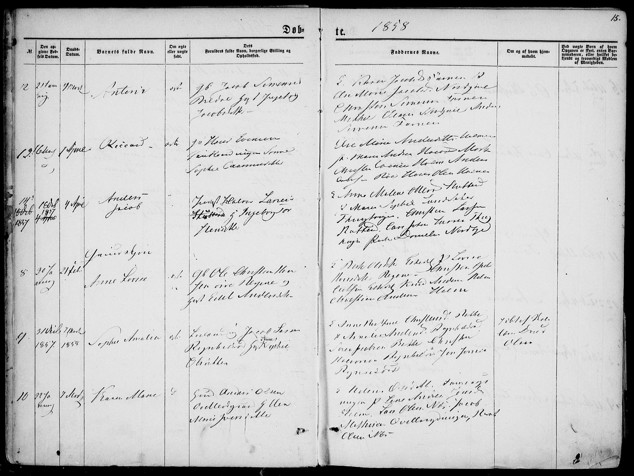 Hedrum kirkebøker, AV/SAKO-A-344/F/Fa/L0007: Parish register (official) no. I 7, 1857-1868, p. 15