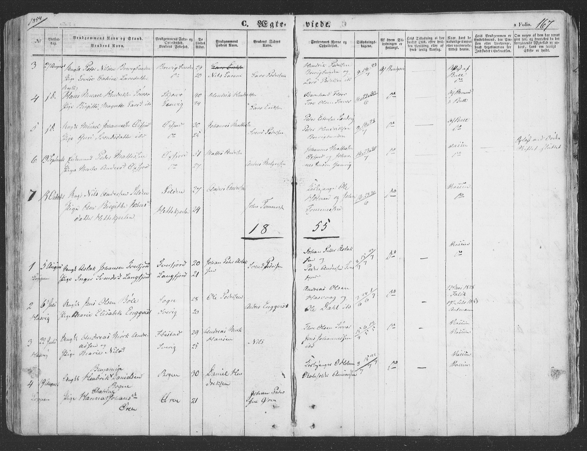 Loppa sokneprestkontor, SATØ/S-1339/H/Ha/L0004kirke: Parish register (official) no. 4, 1849-1868, p. 167