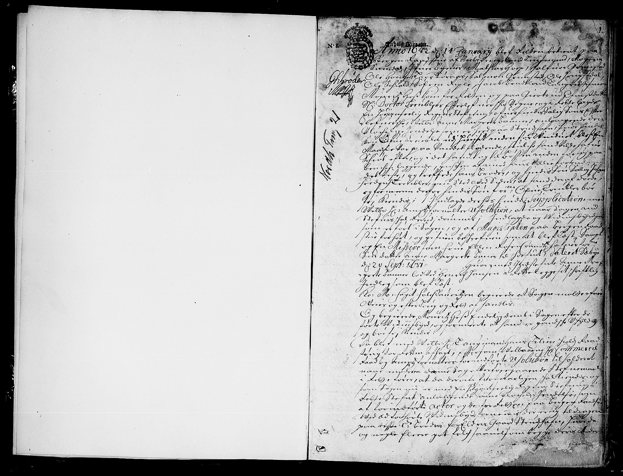 Nordhordland sorenskrivar, SAB/A-2901/1/F/Fa/L0021: Tingbok (justisprotokoll), 1682, p. 0b-1a